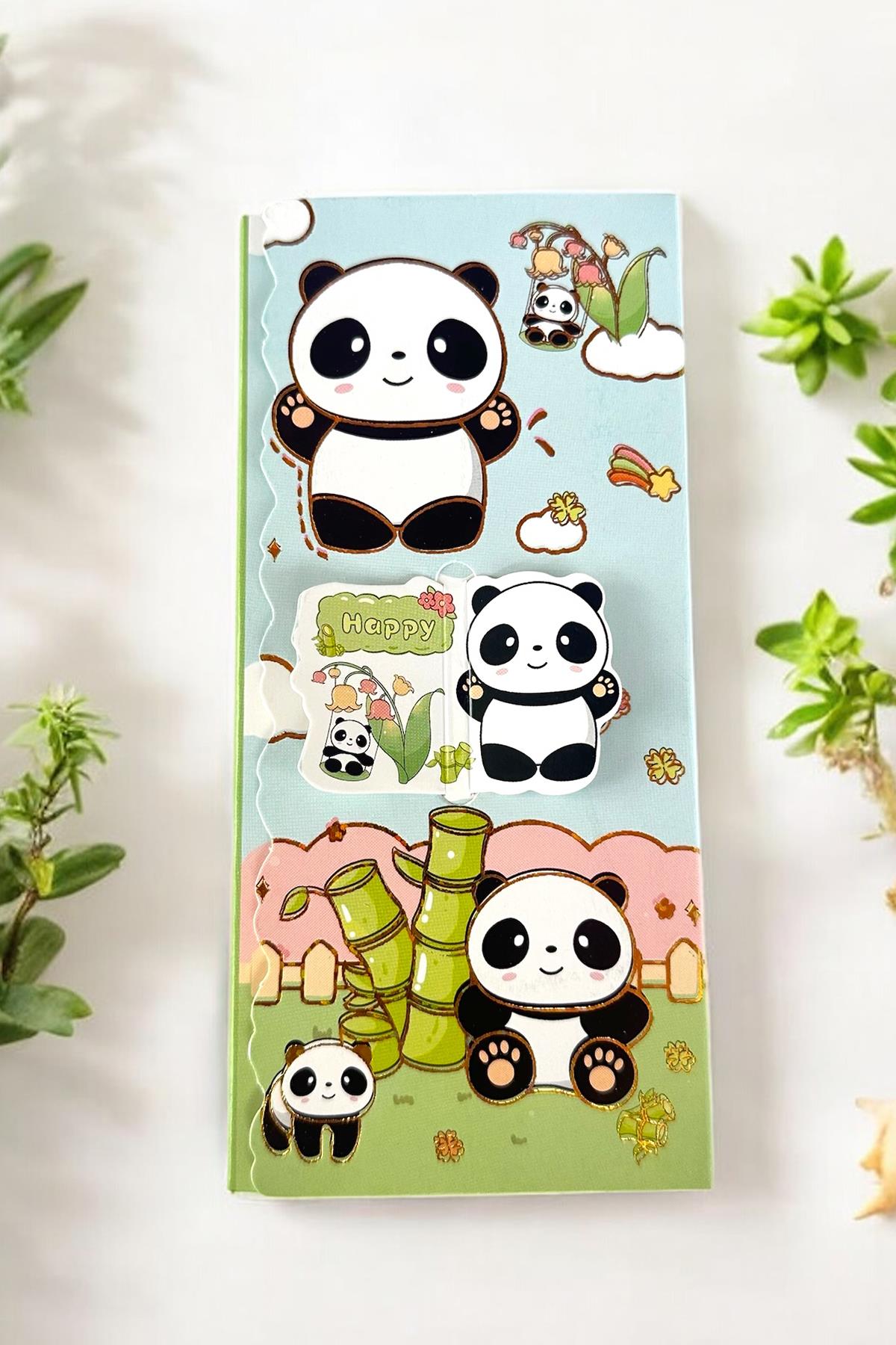 Açık Mavi Renk Panda Figürlü Yapışkanlı Not Kağıdı