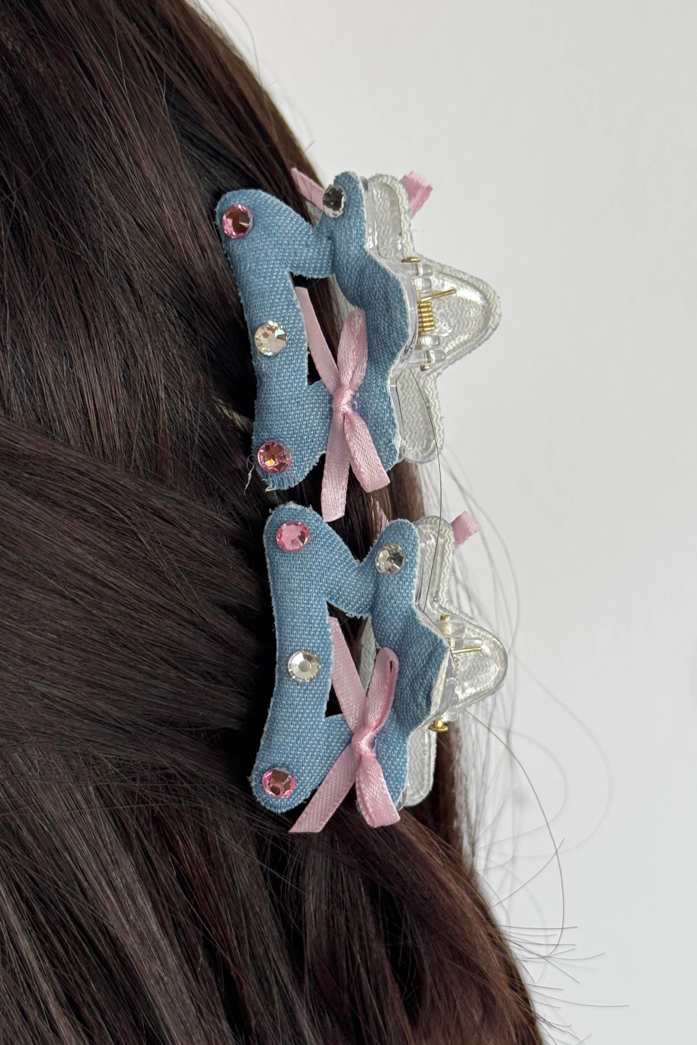 Mavi Renk Yıldız Figürlü 2'li Mandal Toka Set