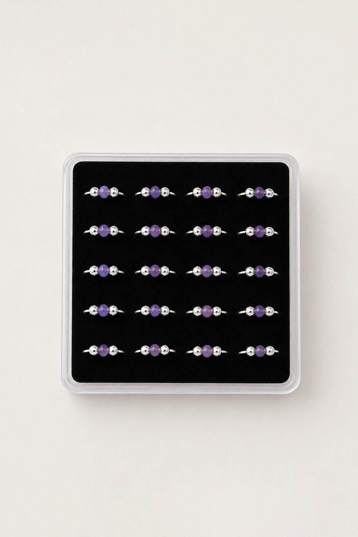 20'li Gümüş Renk Boncuk Detaylı Halka Piercing Set