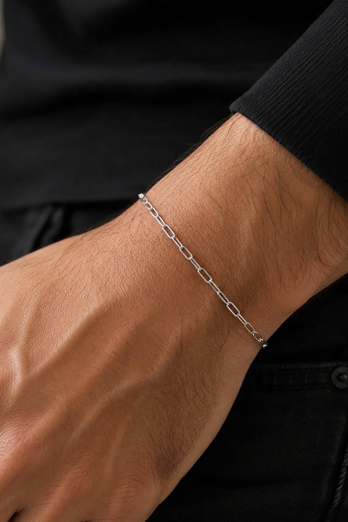 Gümüş Renk Zincir Çelik Bileklik (Unisex)