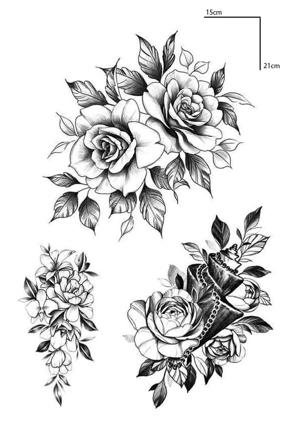 Gül Figürlü Geçici Dövme Tattoo