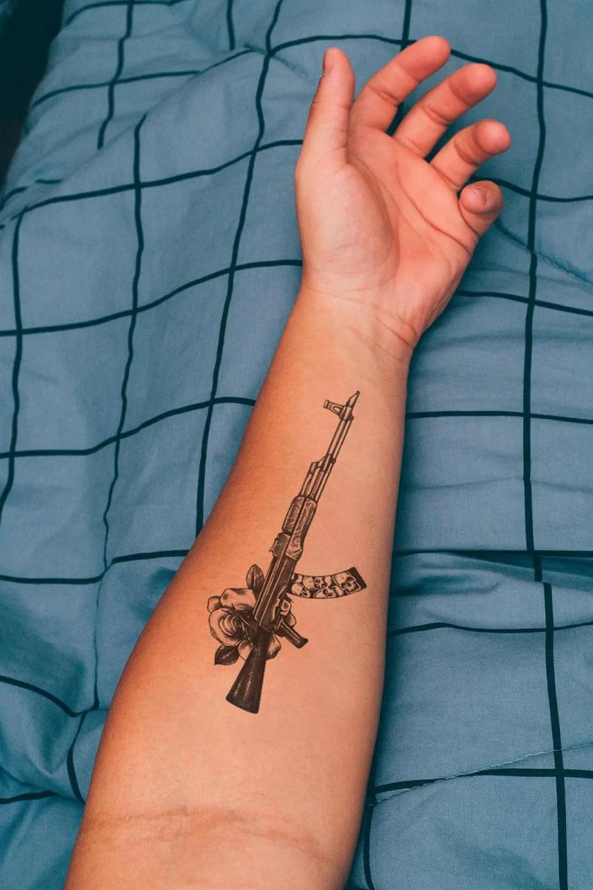 Ak47 Silah Keleş Geçici Dövme Tattoo