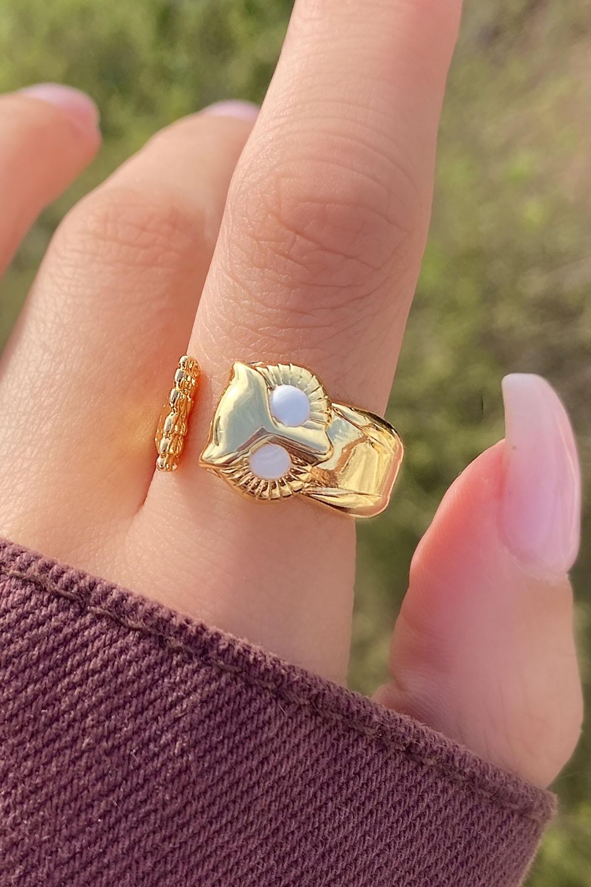 Altın Renk Baykuş Figürlü Metal Ayarlanabilir Yüzük