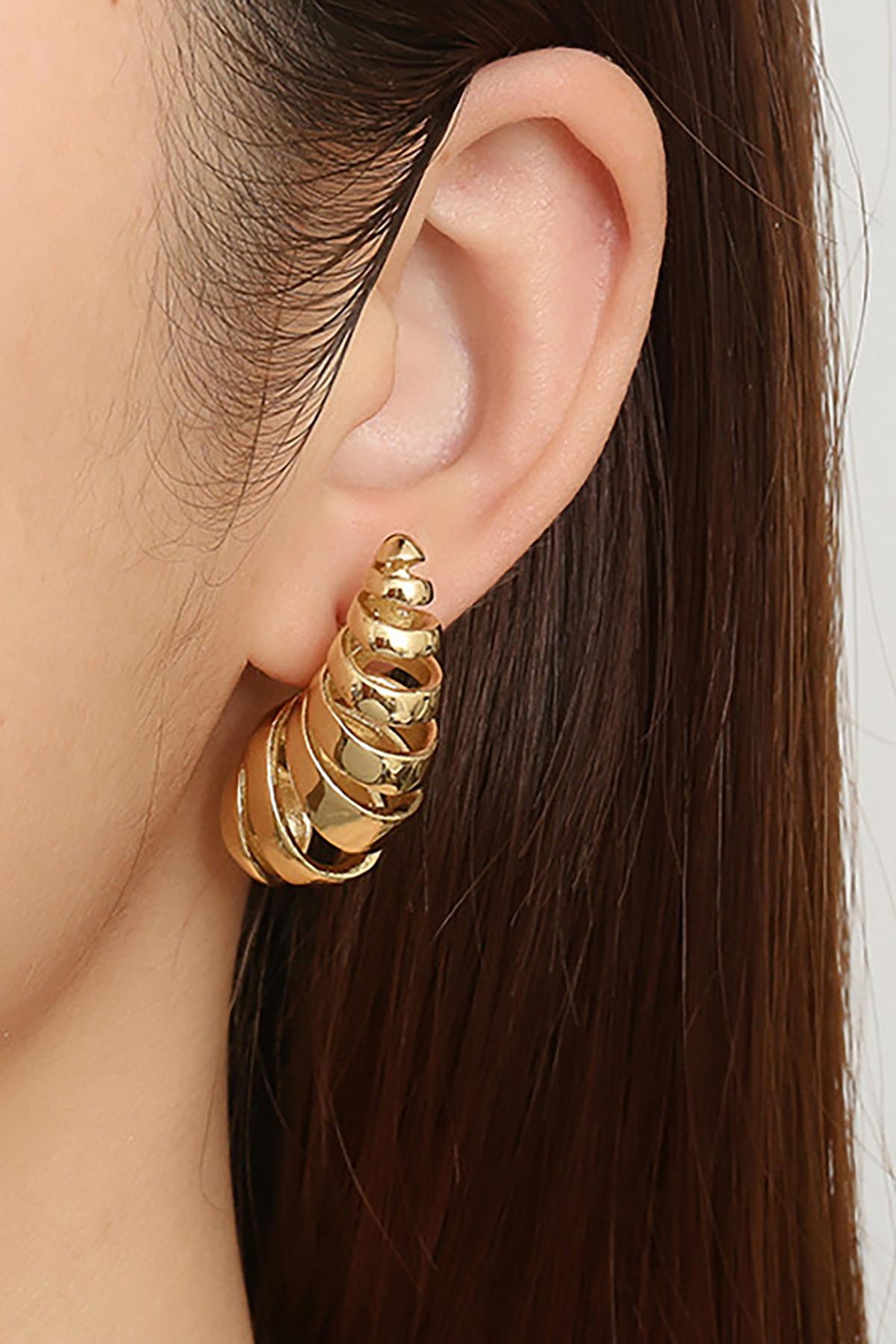 Altın Renk Çelik Bottega Küpe (Çift)