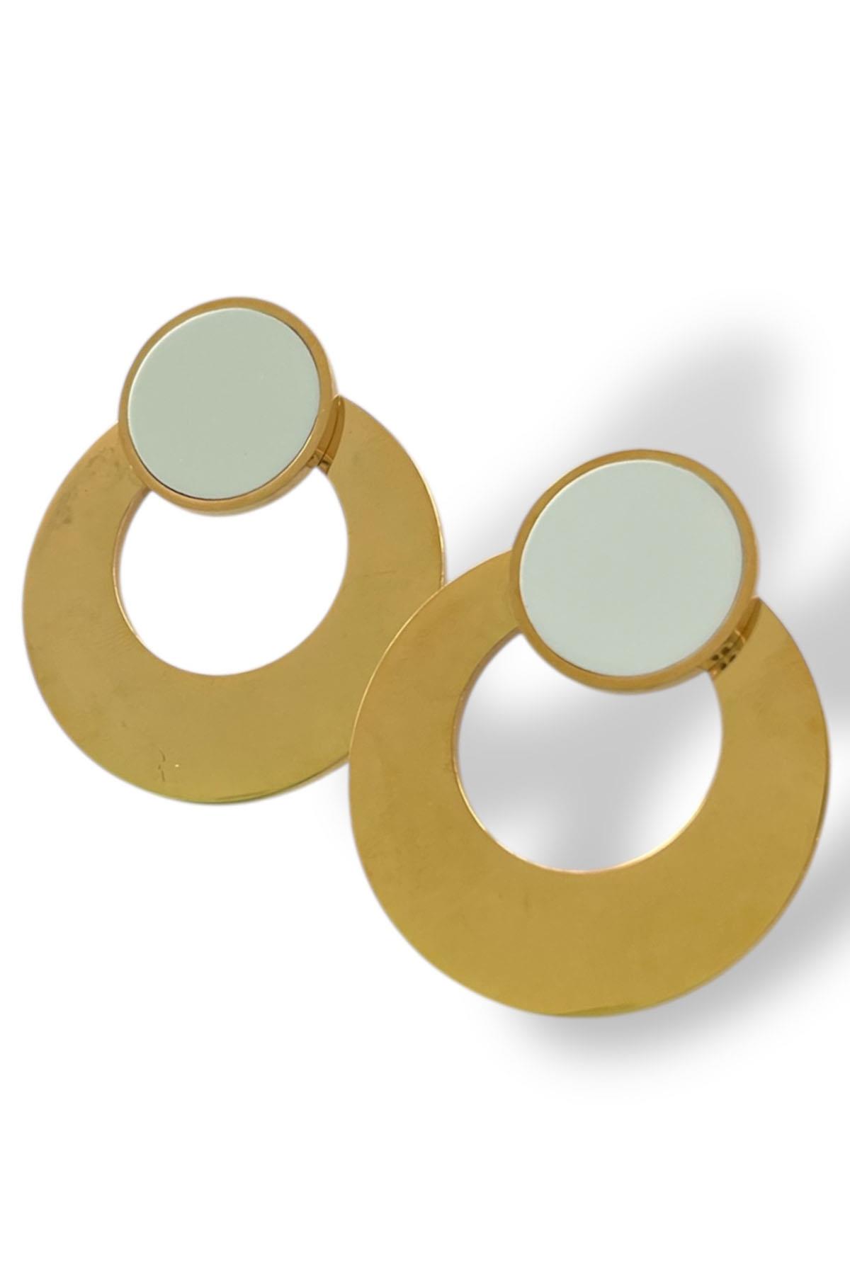 Altın Renk Çelik Küpe (Çift)