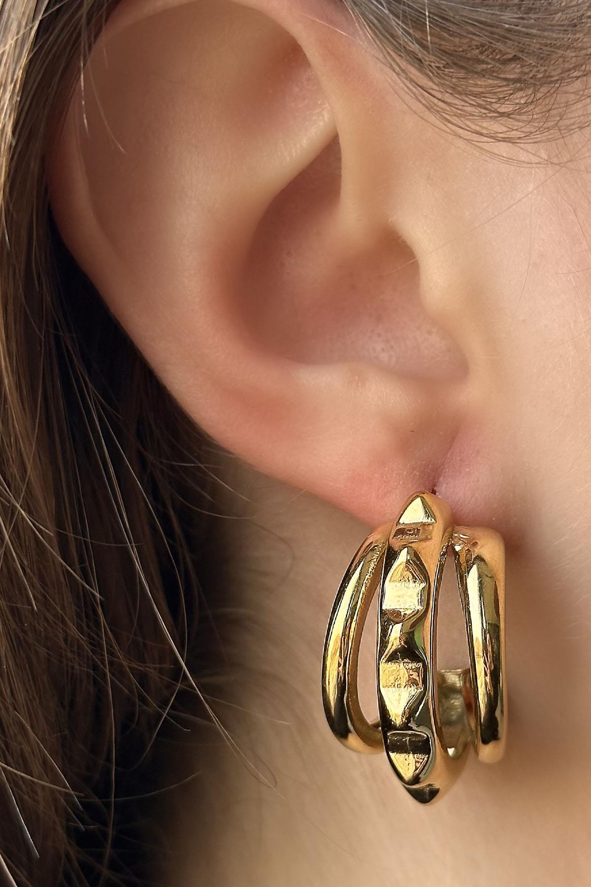 Altın Renk Çelik Halka Küpe (Çift)