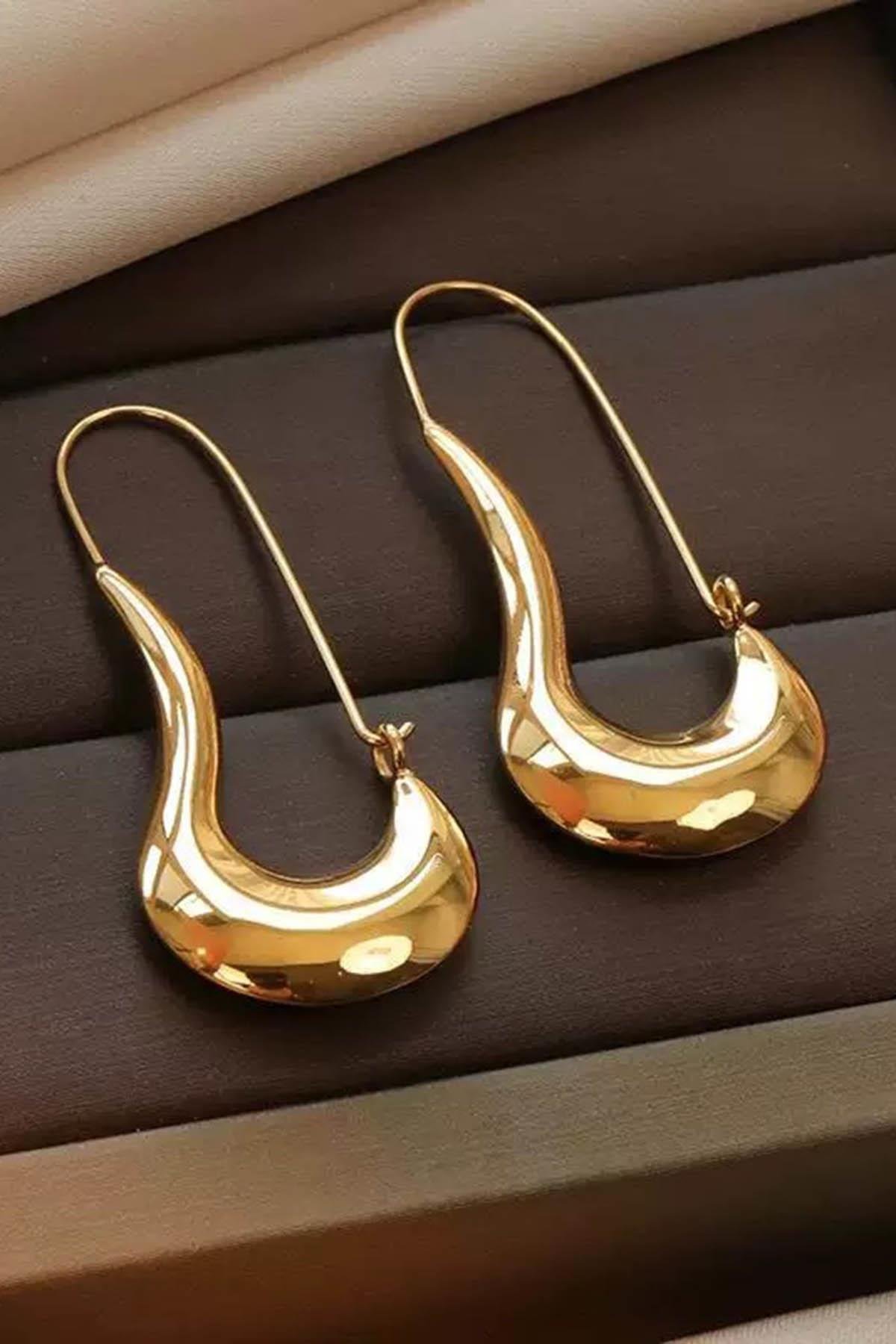 Altın Renk Çelik Küpe (Çift)