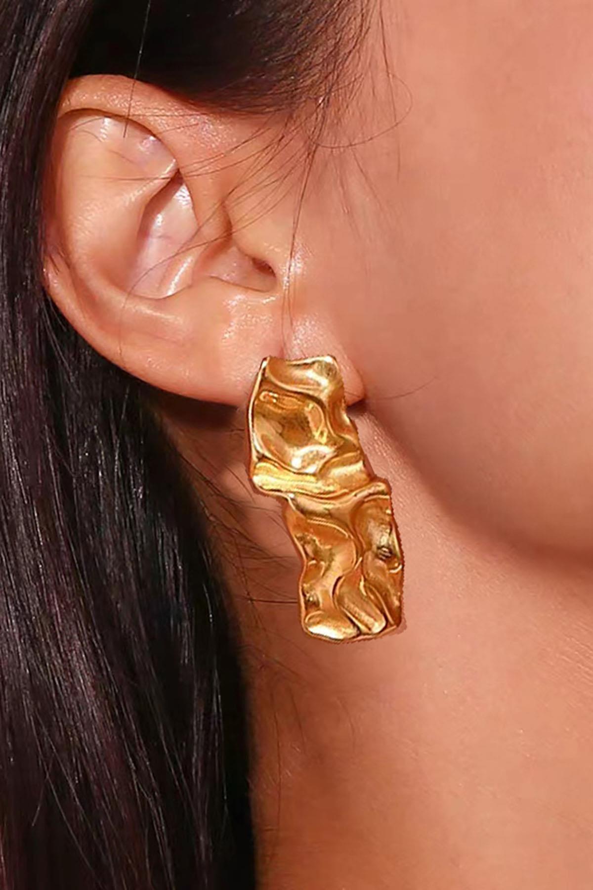 Altın Renk Çelik Küpe (Çift)