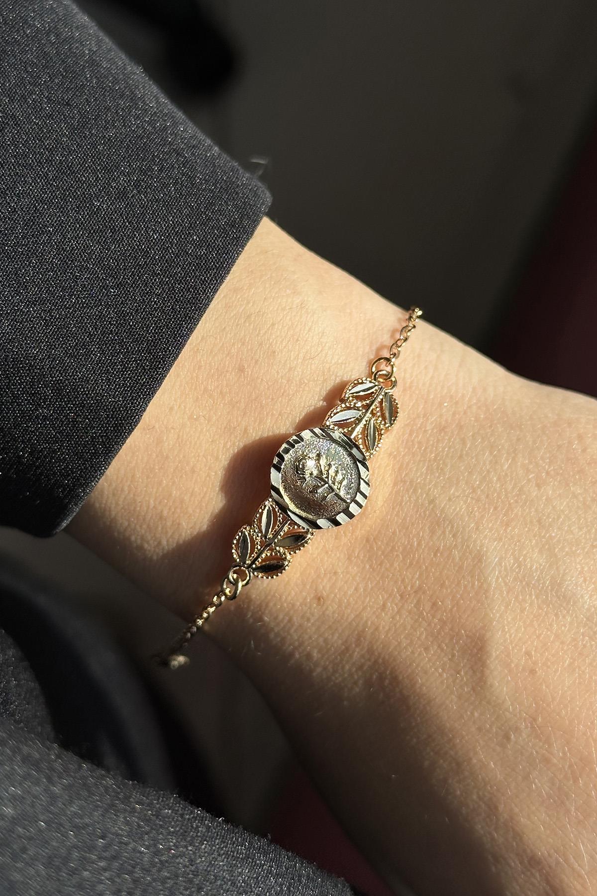 Altın Renk Gül Detaylı Çelik VİP Xuping Bileklik