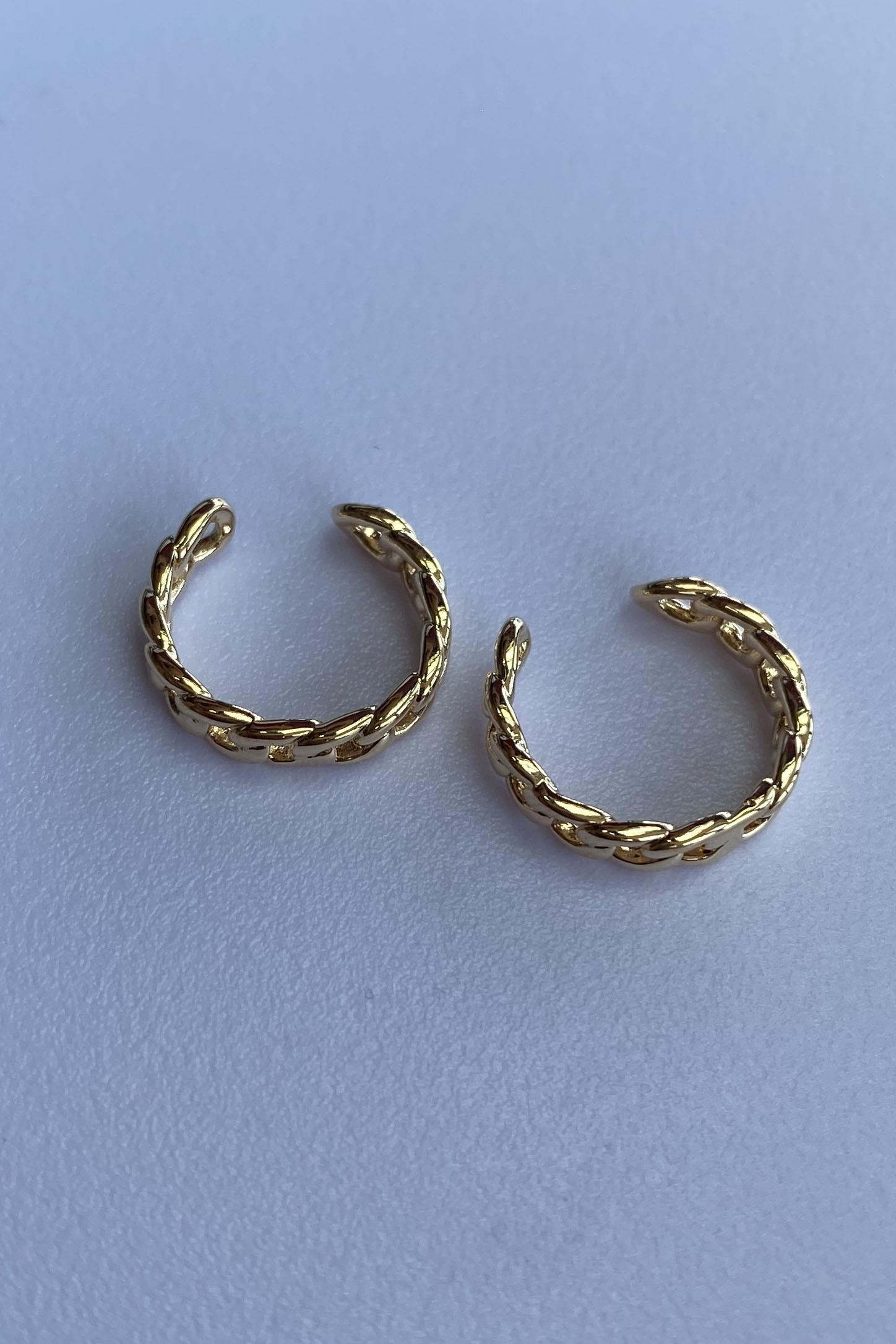 Altın Renk Halka Ear Cuff (Çift)
