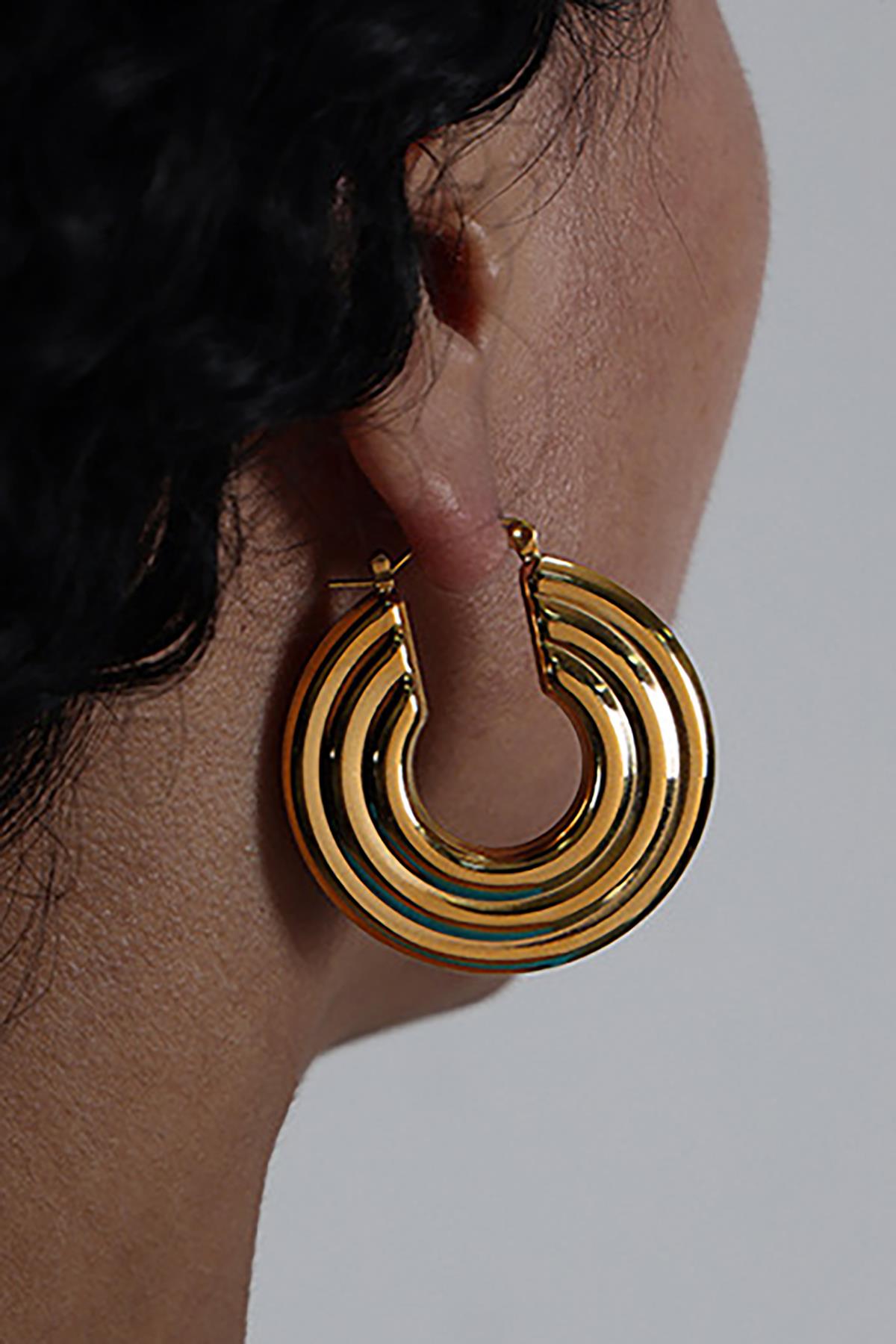 Altın Renk Halka Küpe (Çift)