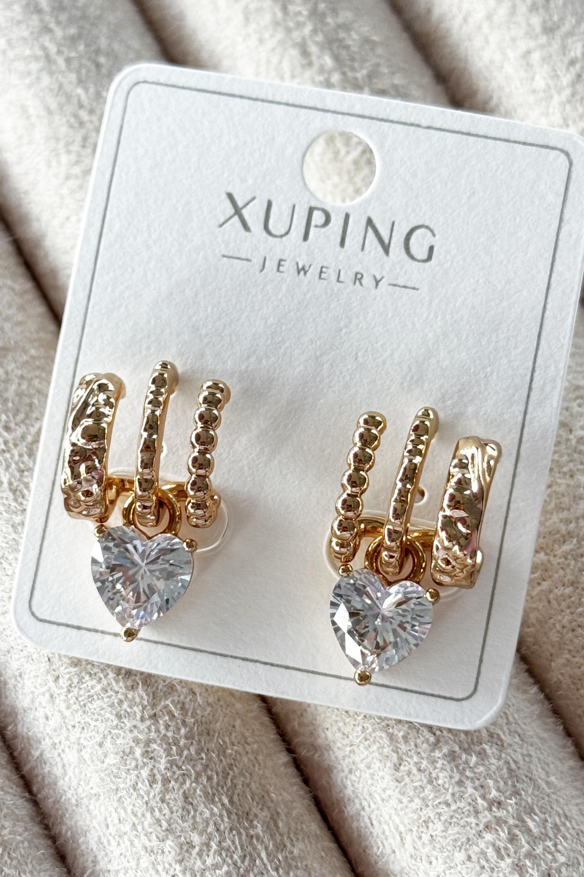 Altın Renk Kalp Figürlü Çelik Xuping VİP Küpe (Çift)