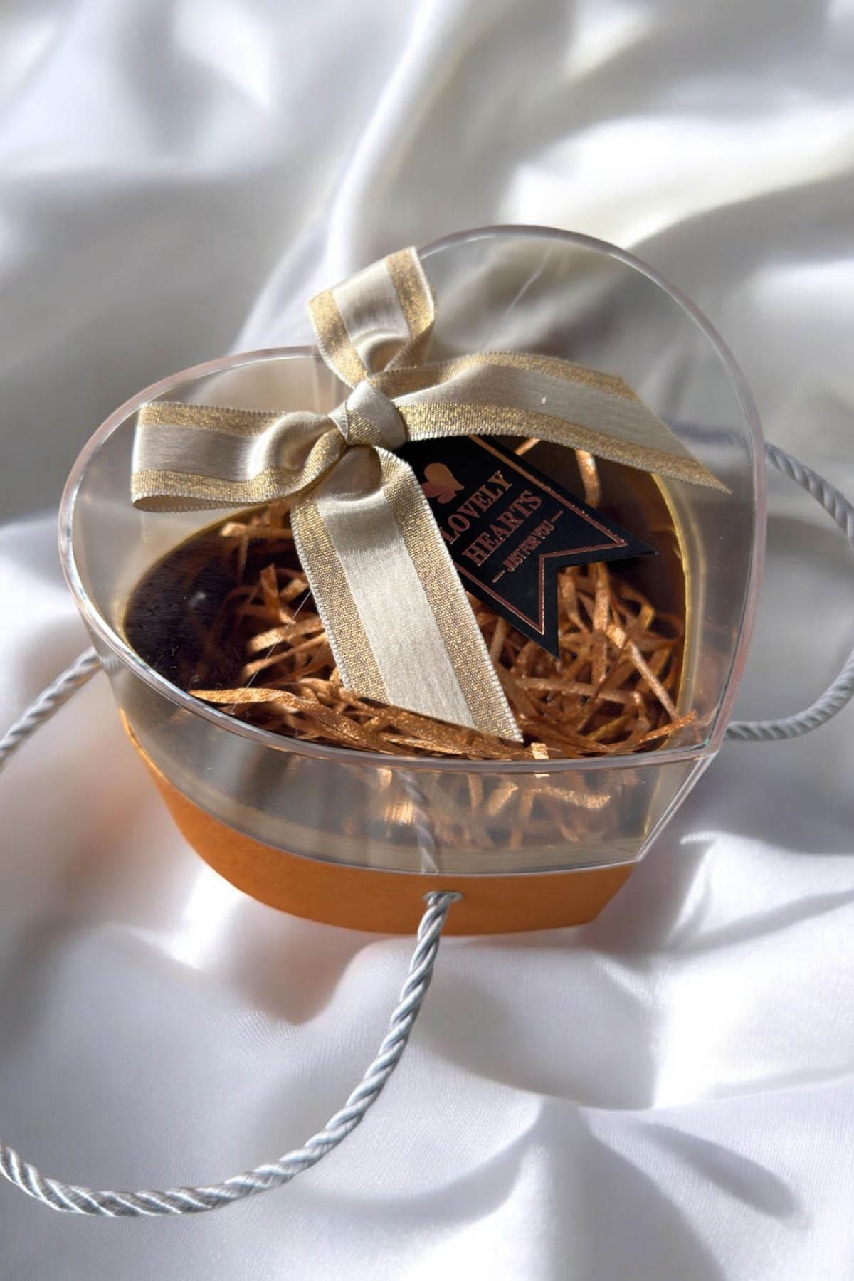 Altın Renk Kalp Figürlü Hediye Kutusu