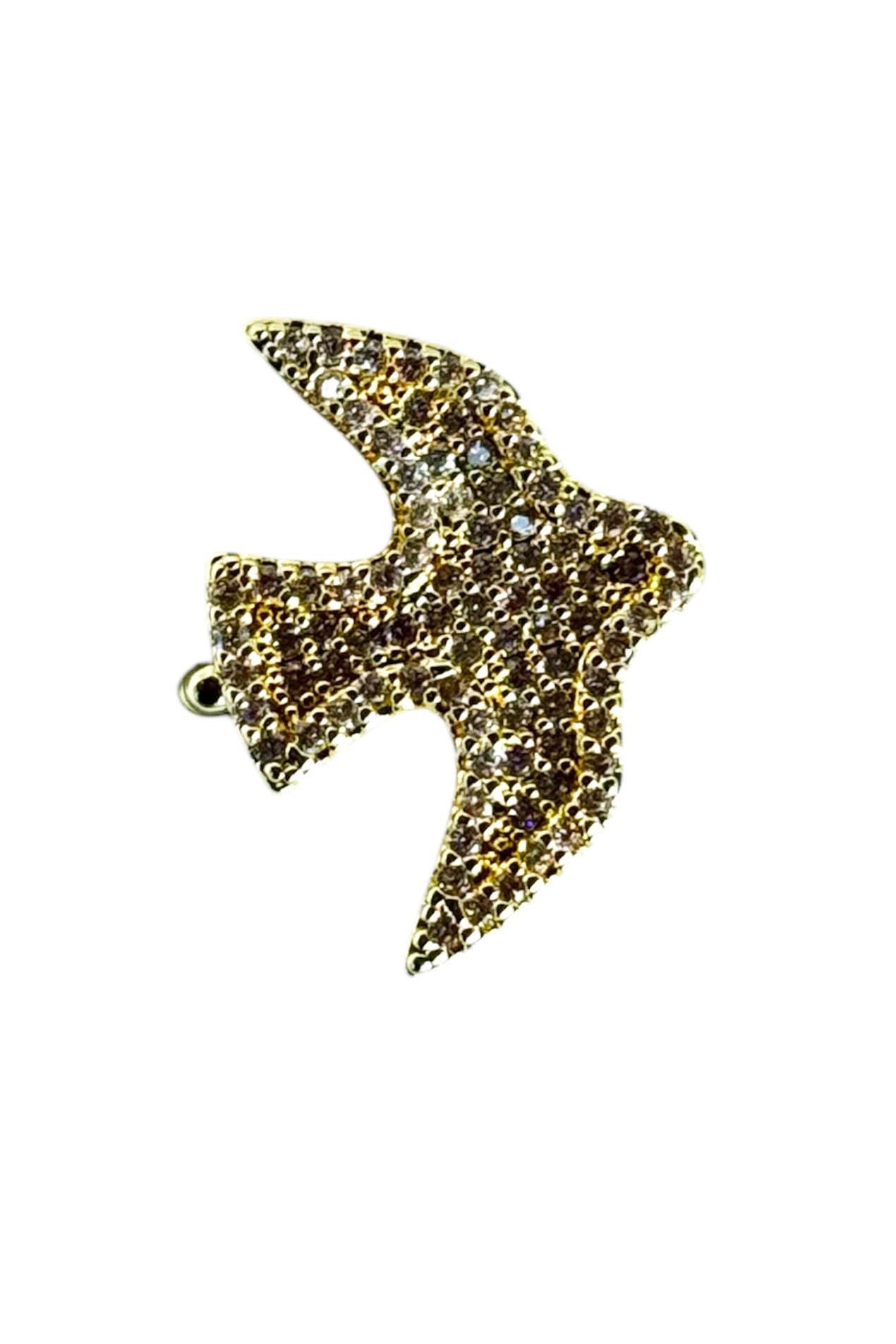 Altın Renk Kuş Figürlü Taş Detaylı Ajda Charm / Kolye/ Bileklik Ucu