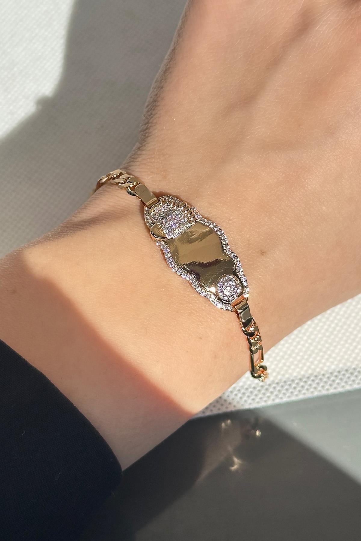 Altın Renk Taş Detaylı Çelik VİP Xuping Bileklik