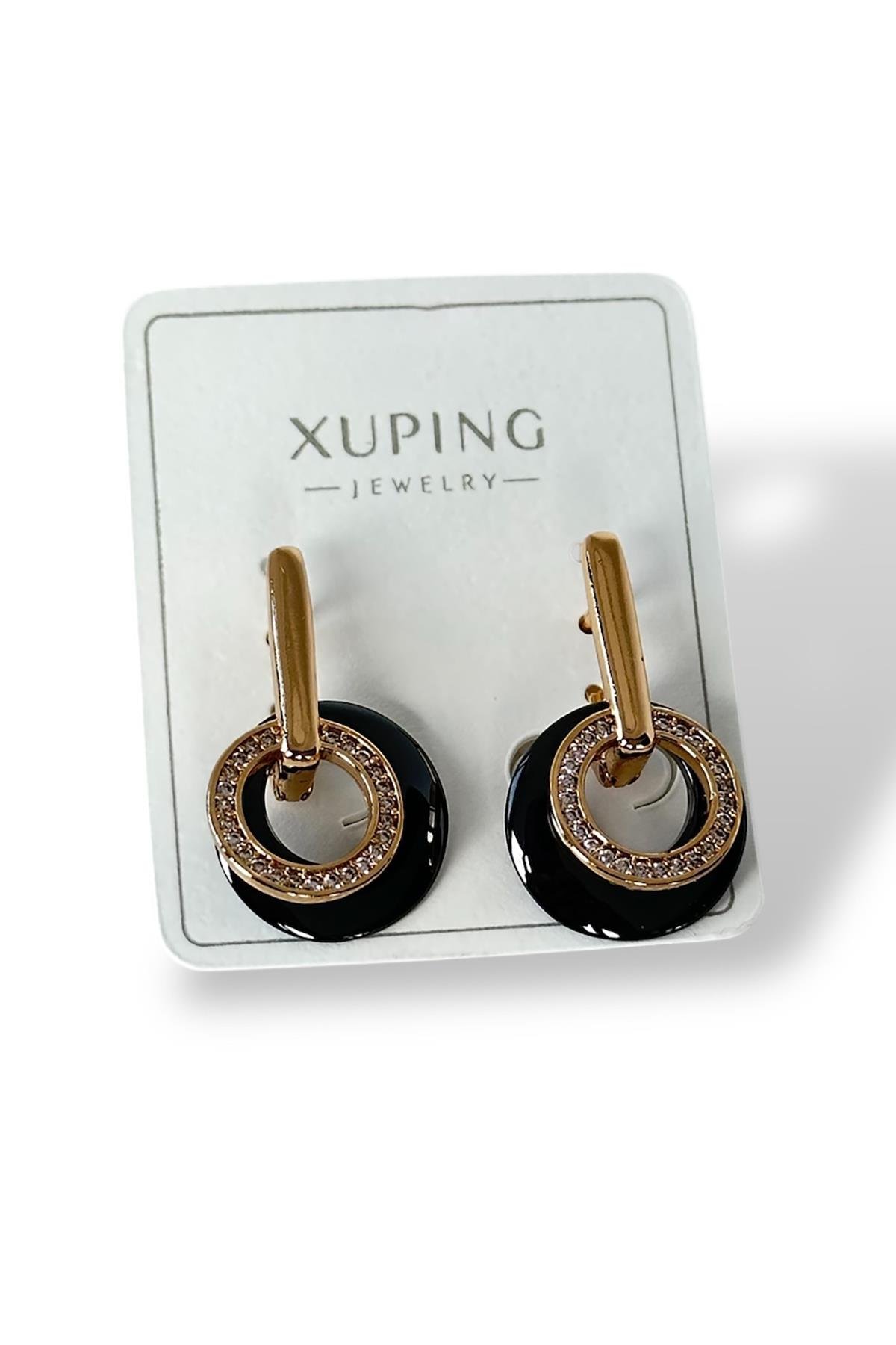 Altın Renk Taş Detaylı Çelik Xuping Küpe (Çift)