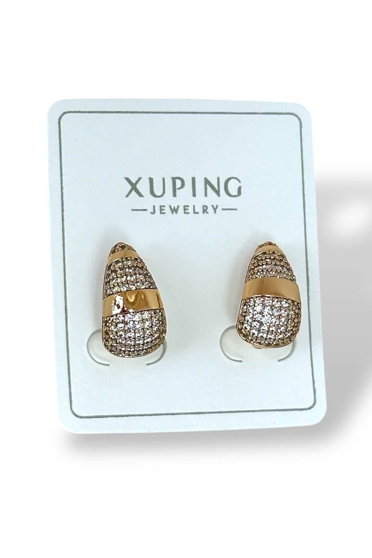 Altın Renk Taş Detaylı Çelik Xuping Küpe (Çift)