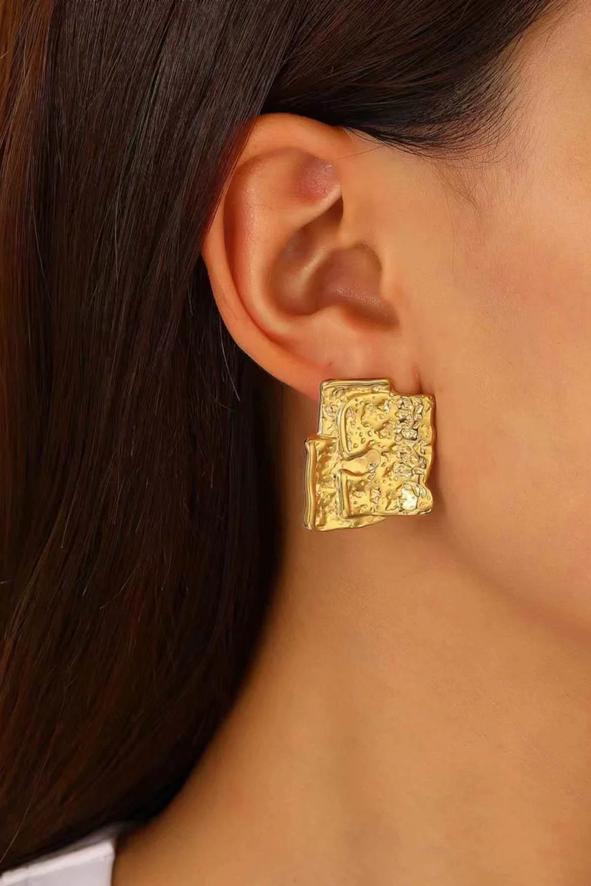 Altın Renk Çelik Küpe (Çift)