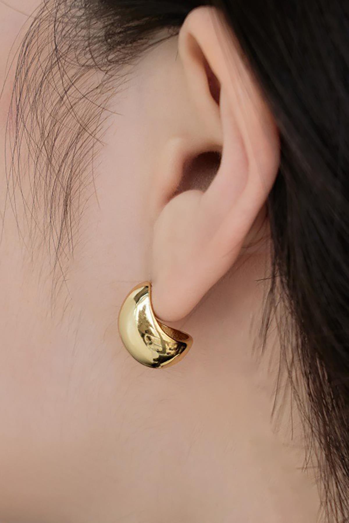 Altın Renk Top Metal Küpe (Çift)