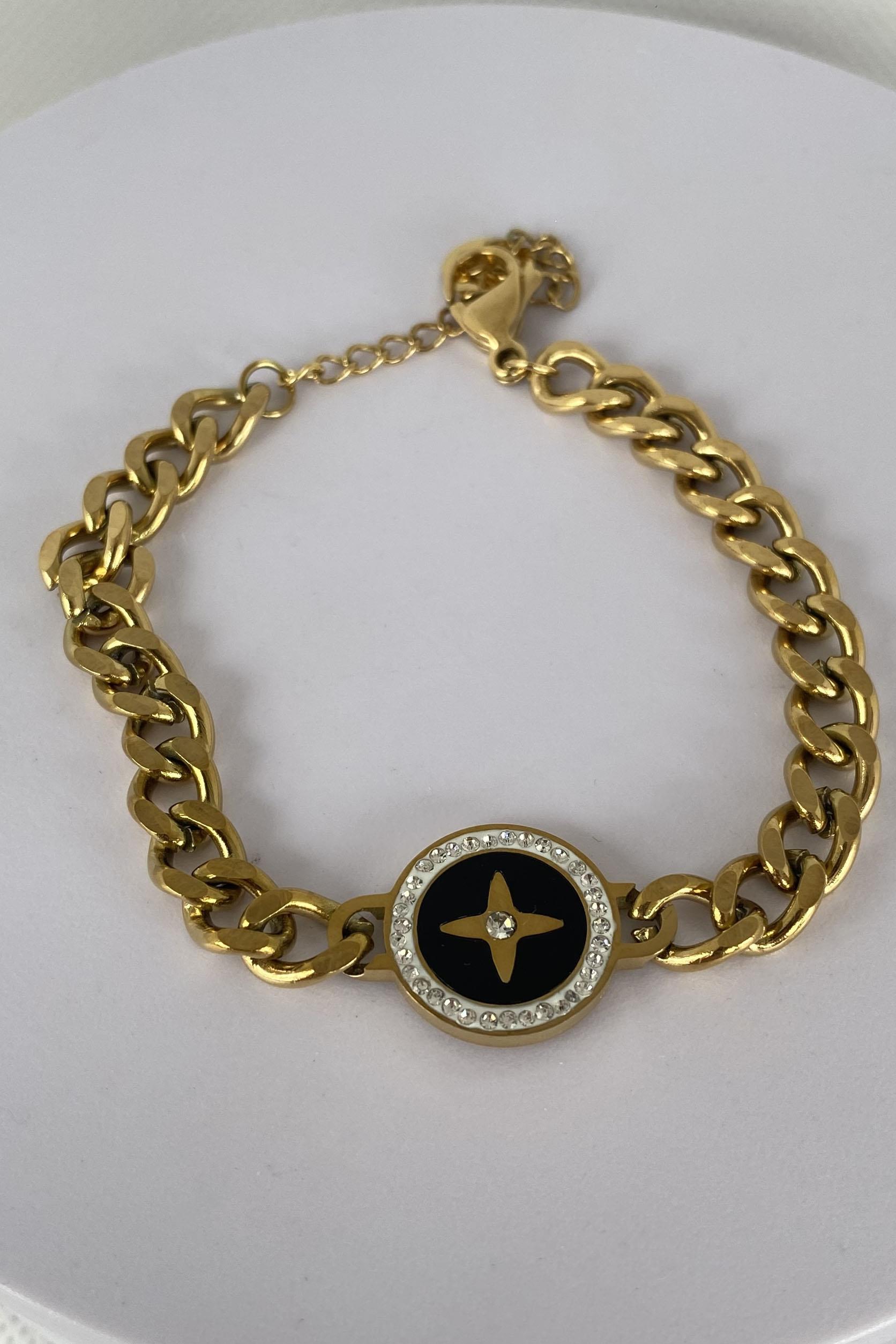 Altın Renk Yıldız Figürlü Çelik Bileklik