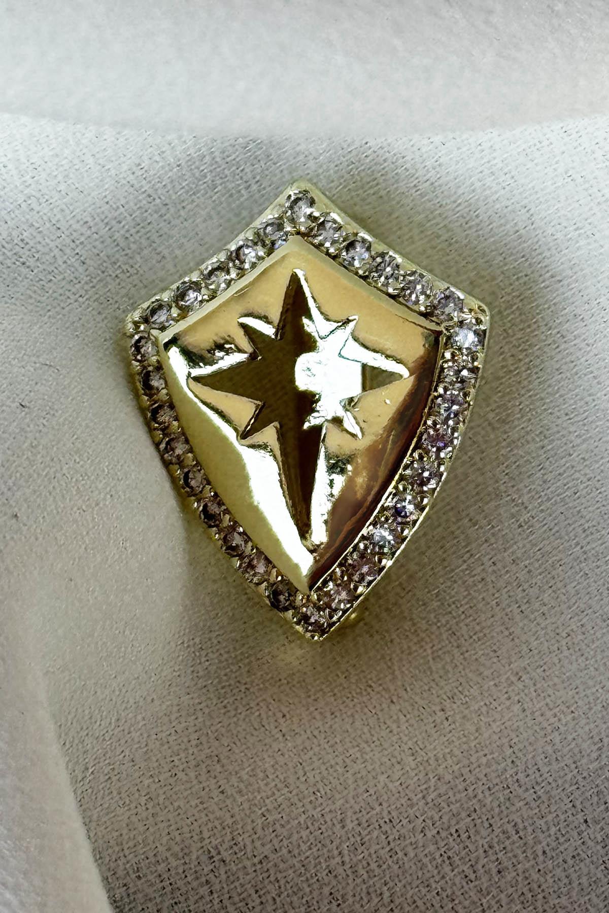 Altın Renk Yıldız Figürlü Taş Detaylı Ajda Charm / Kolye/ Bileklik Ucu