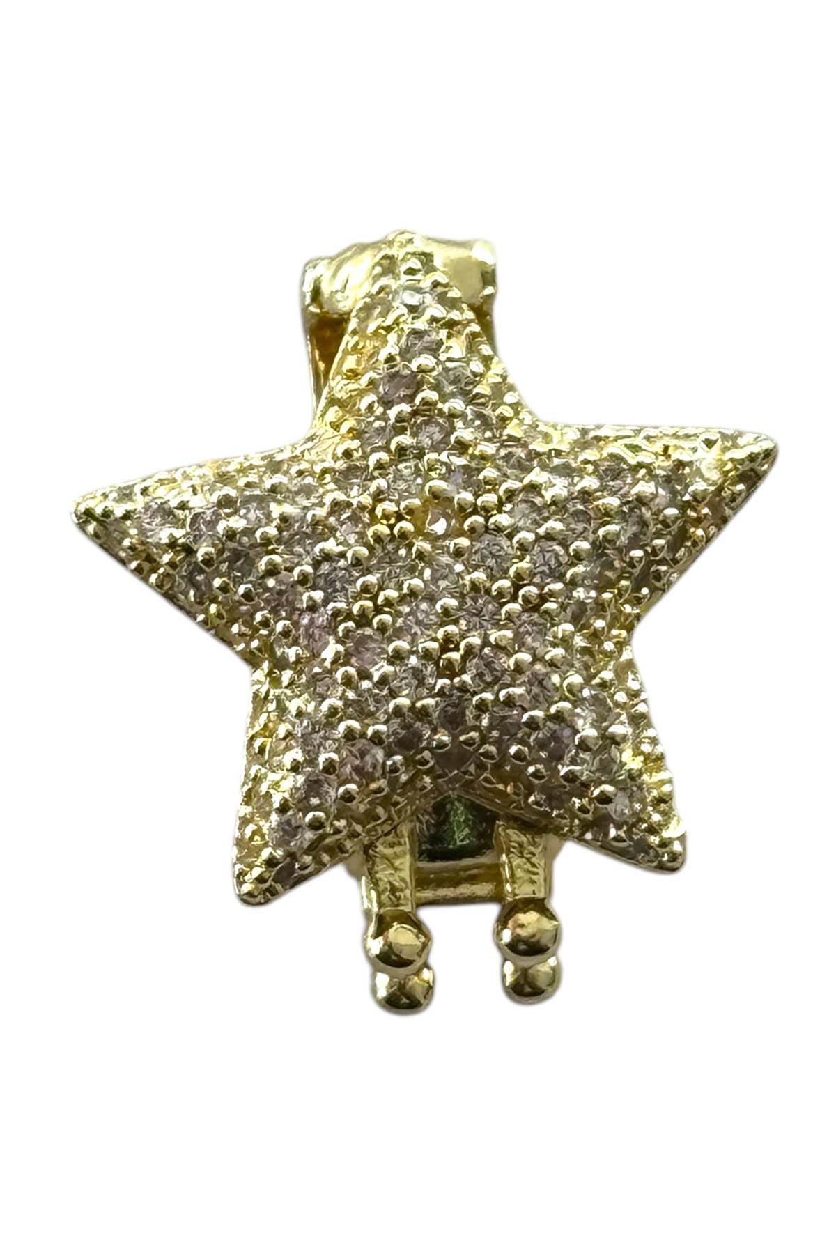 Altın Renk Yıldız Figürlü Taş Detaylı Ajda Charm / Kolye/ Bileklik Ucu
