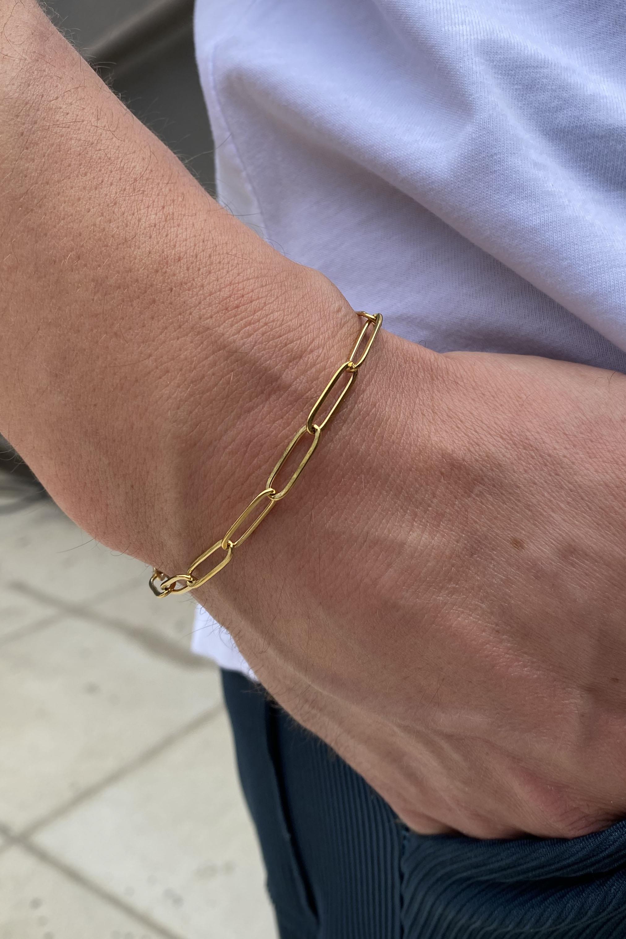 Altın Renk Zincir Çelik Bileklik (Unisex)