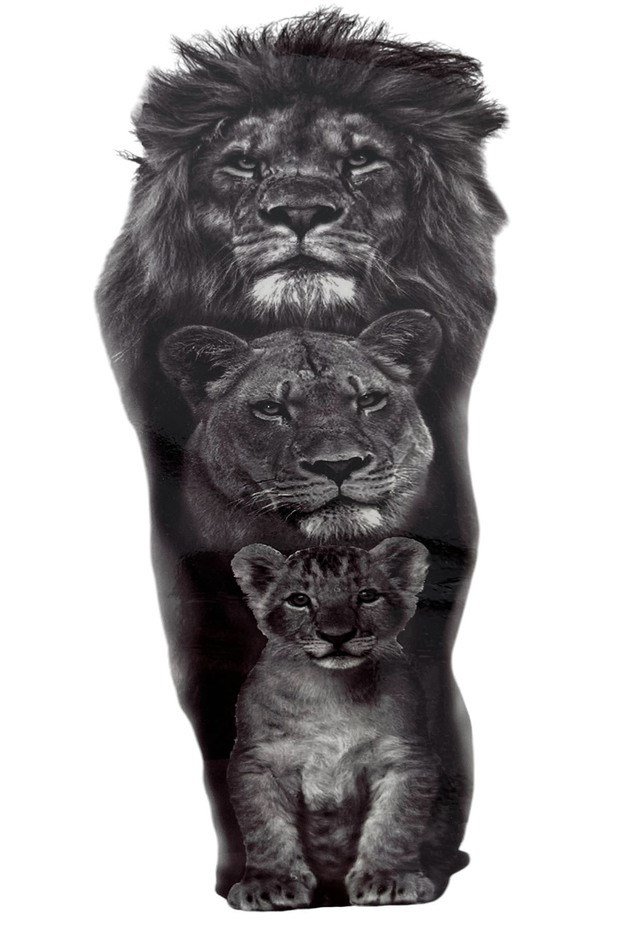  Geçici Aslan Figürlü Büyük Boy Dövme Tattoo