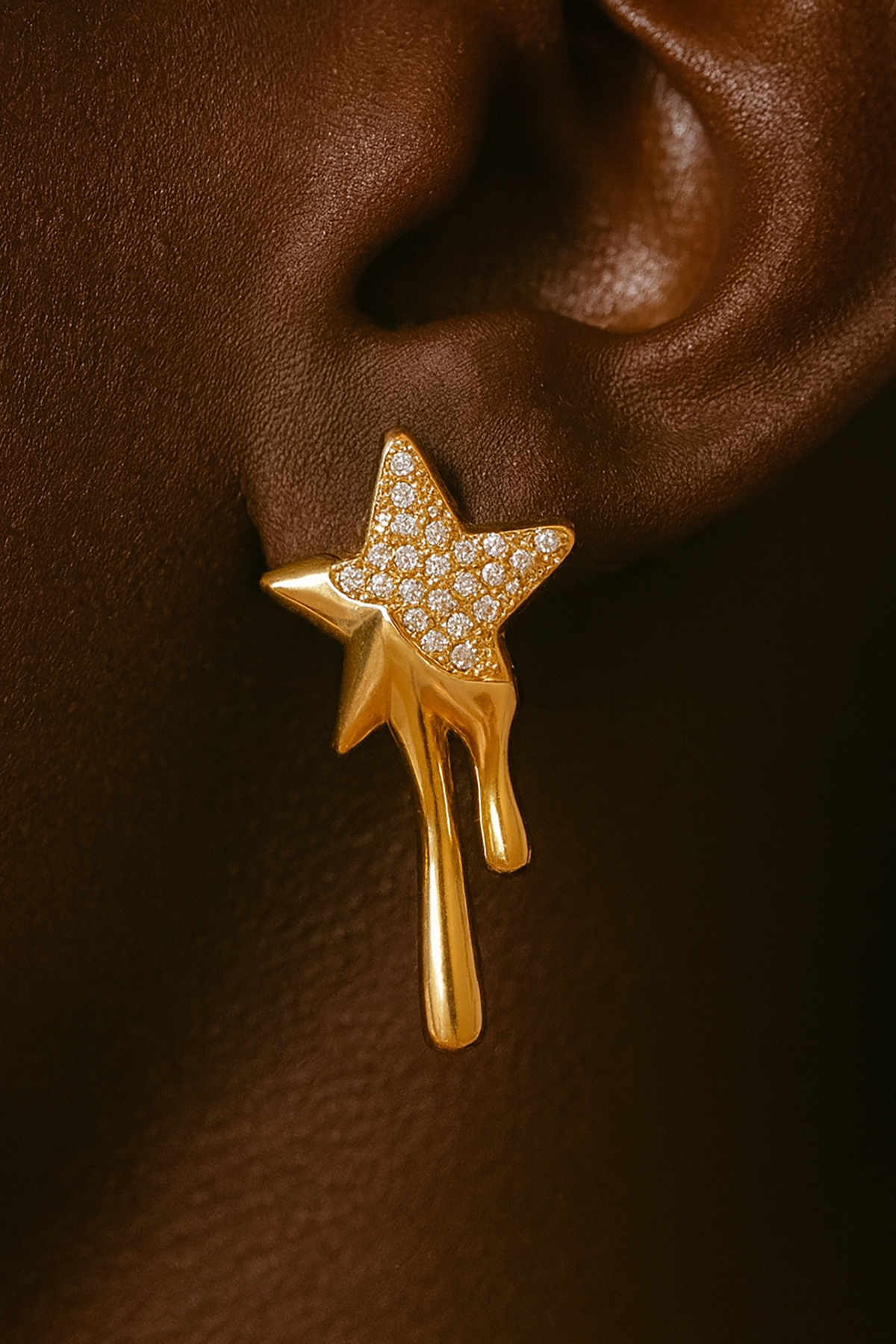 Altın Renk Yıldız Figürlü Taş Detaylı YSX Küpe (Çift)