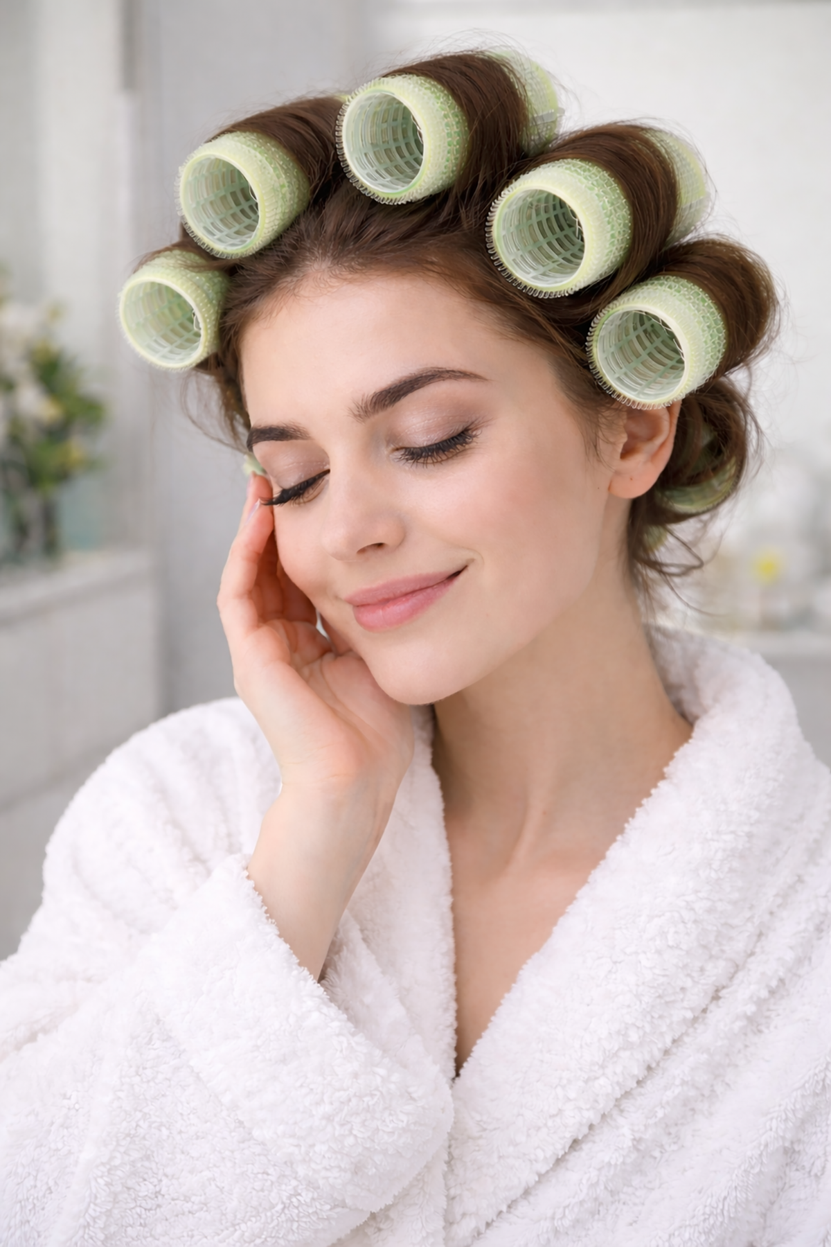 Yeşil Renk 6 Adet Bigudi Cırtlı/ Yapışkanlı Saç Bigudisi /Orta Boy