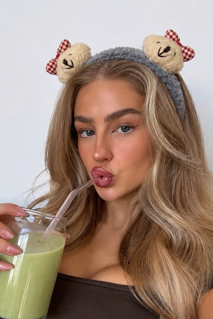 Gri Renk Ayıcık Figürlü Peluş Taç