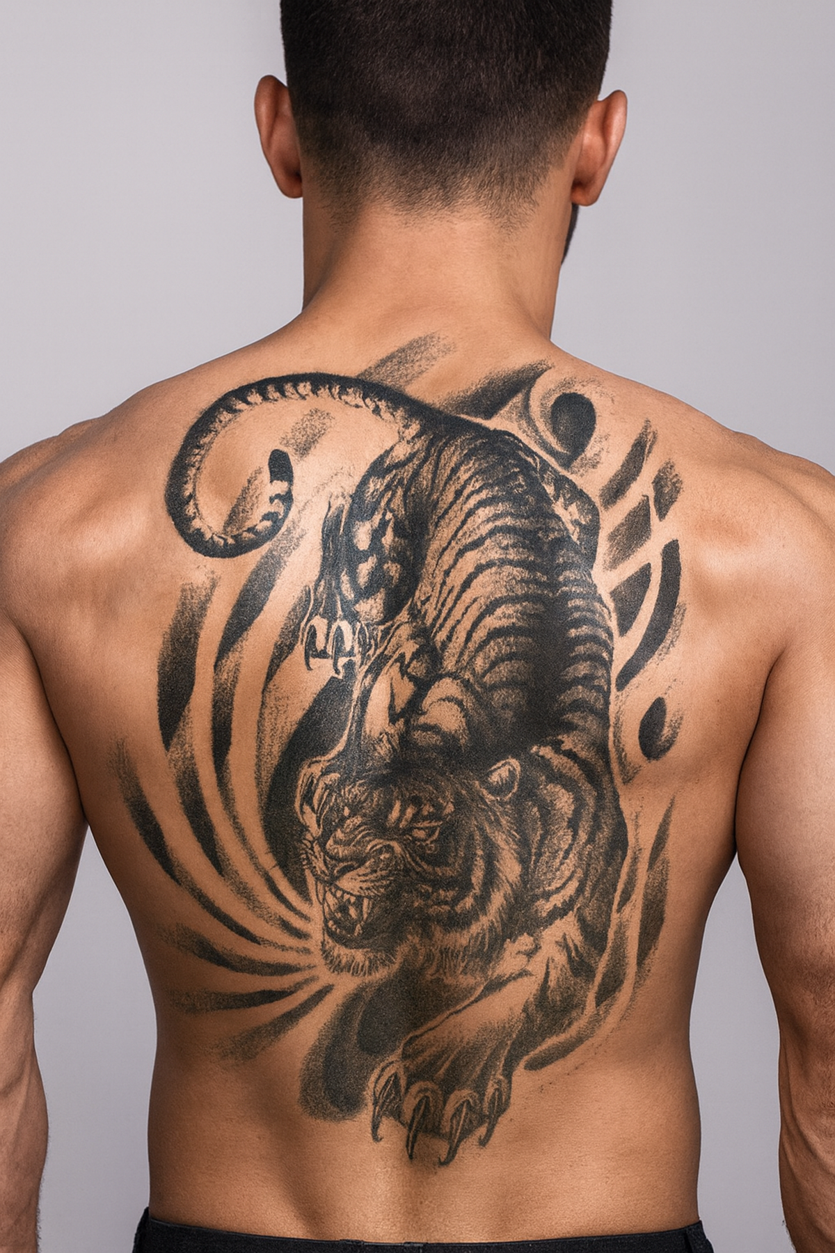 Geçici Kaplan Modelli Sırt Dövme Tattoo