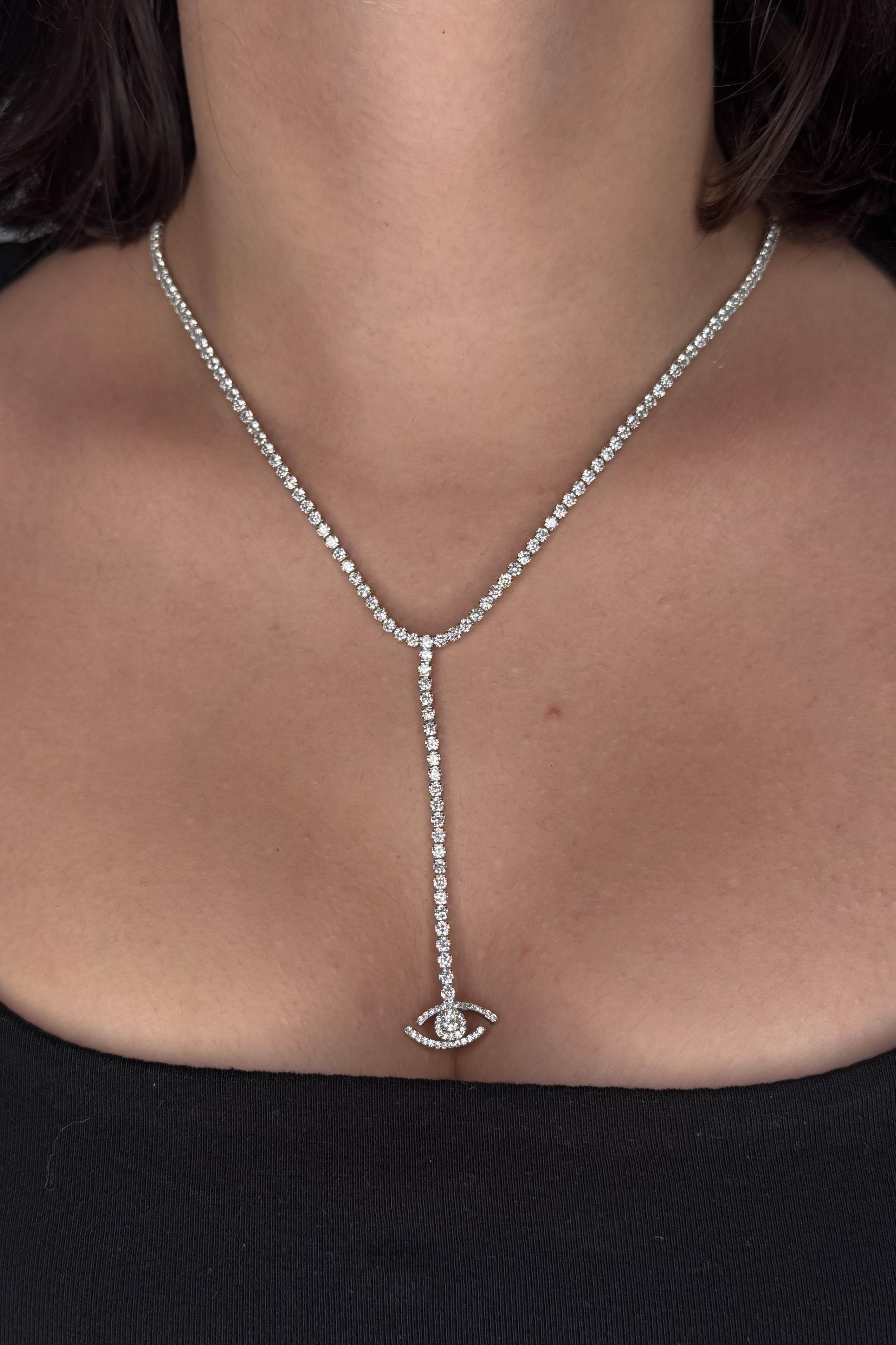 Gümüş Renk Göz Figürlü Su Yolu 14K Altın Kaplama VİP Kolye