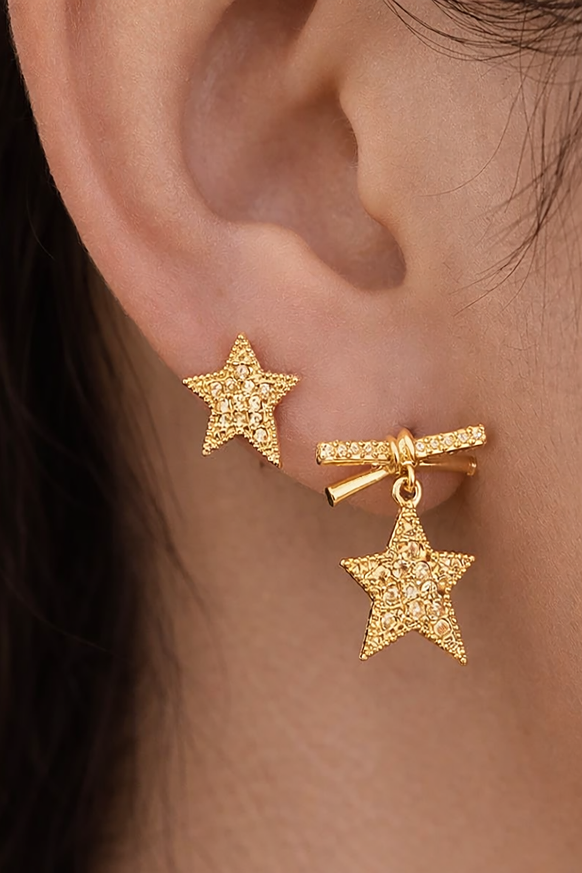 Altın Renk Yıldız Figürlü 14K Altın Kaplama Xuping  Küpe (Çift)