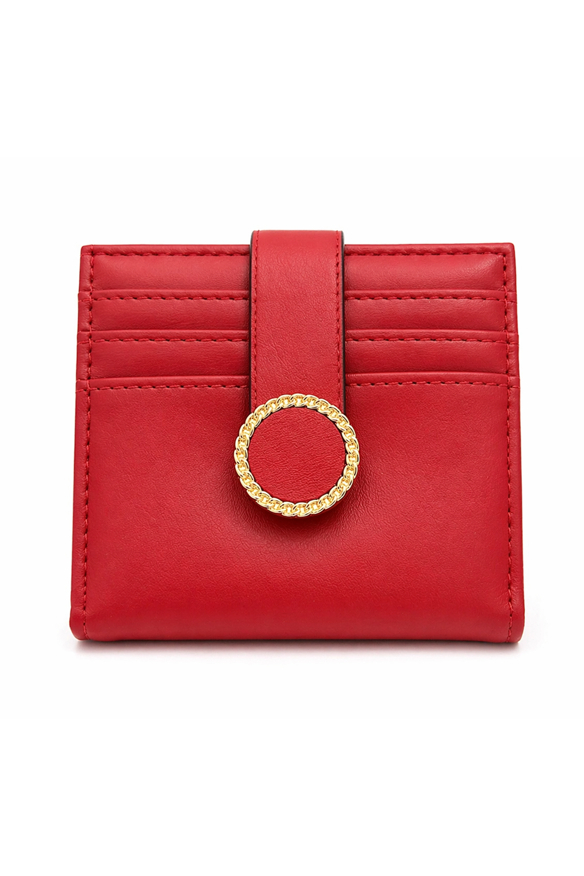 Kırmızı Renk 2 Bölmeli Deri Kadın Kartlık/Cüzdan