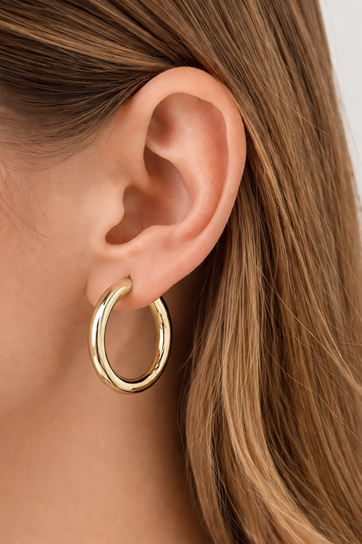 Altın Renk Halka Küpe 35Mm (Çift)