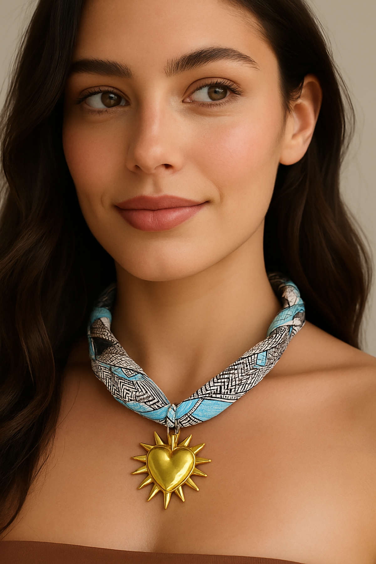 Karışık Renk Kalp Figürlü Tasarım Çelik Kolye