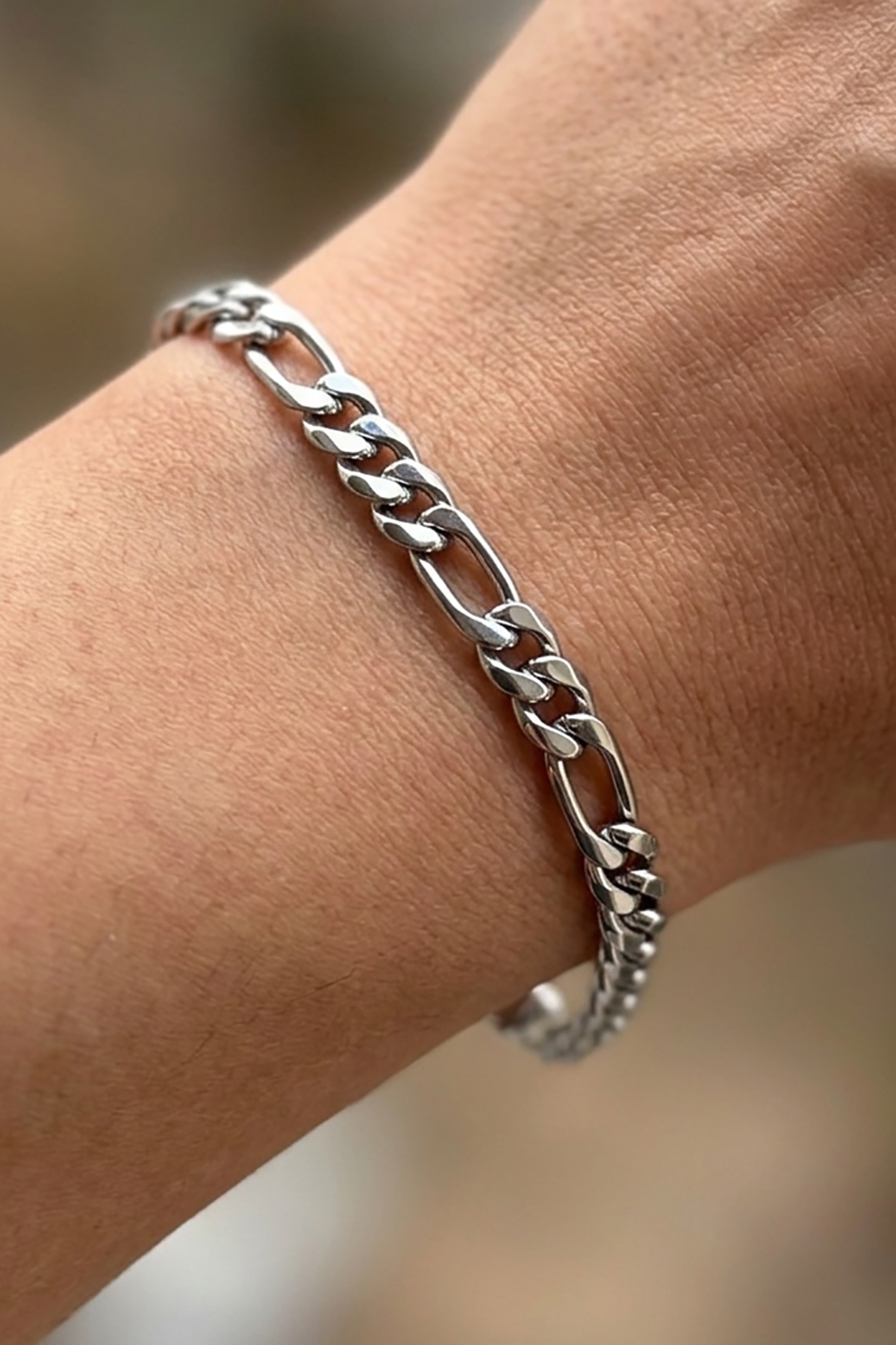 Gümüş Renk Zincir Çelik Bileklik (Unisex)