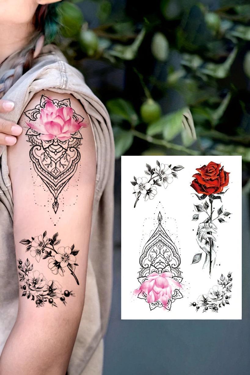 Çiçek Figürlü Geçici Dövme Tattoo