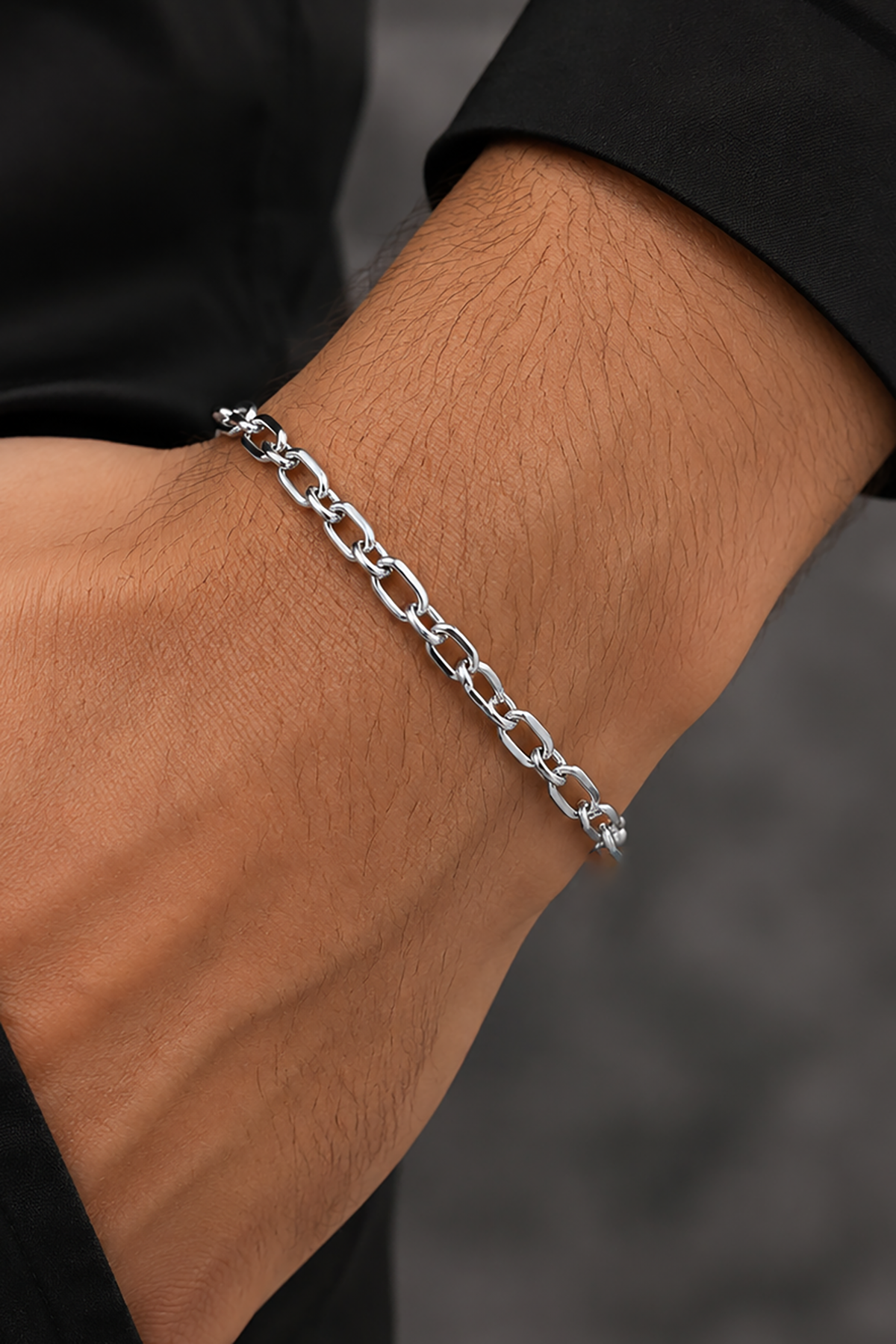 Gümüş Renk Zincir Çelik Bileklik (Unisex)