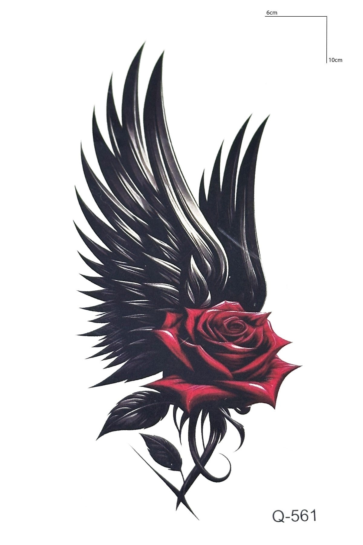 Gül Ve Kanat Mini Geçici Dövme Tattoo