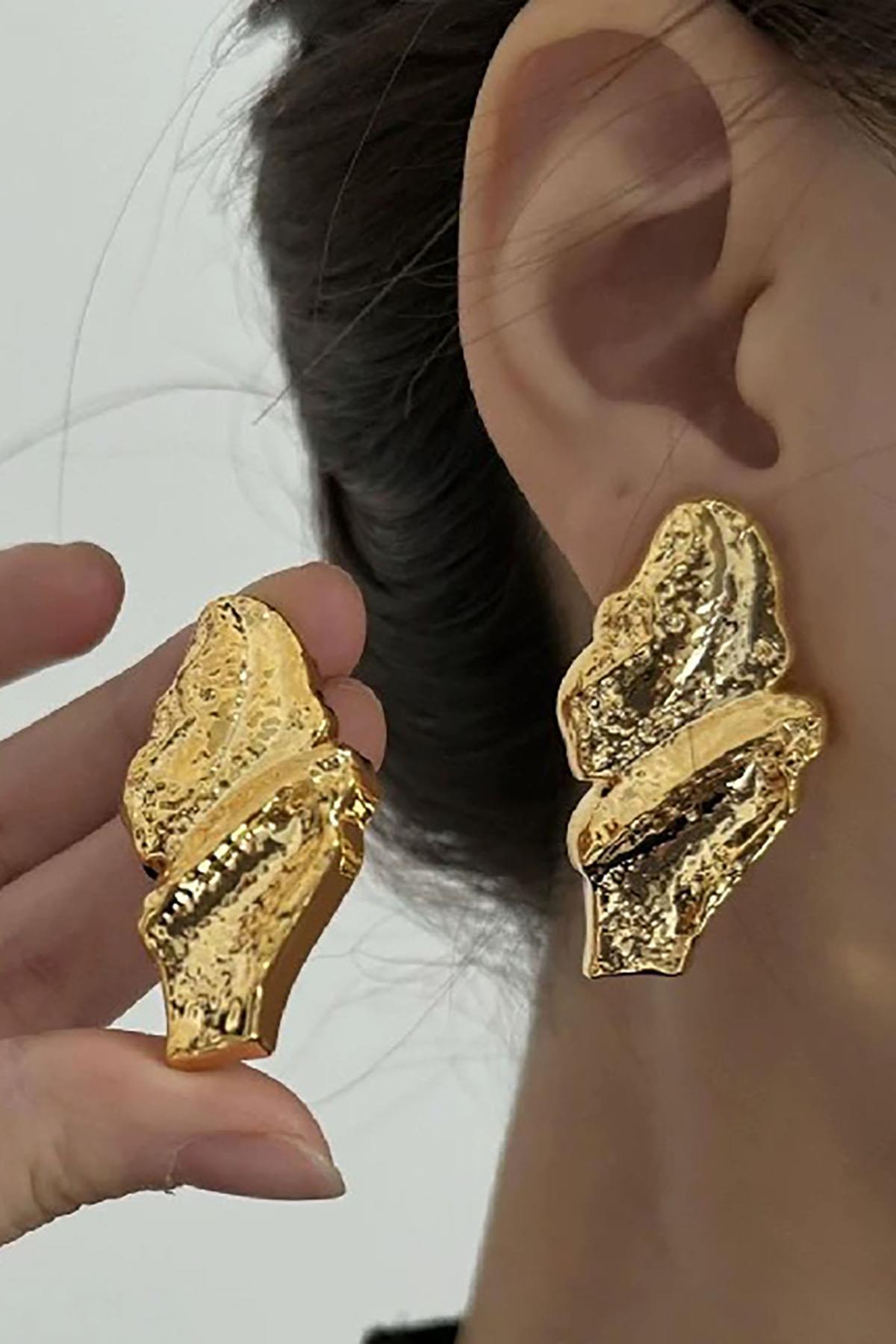 Altın Renk Çelik Küpe (Çift)