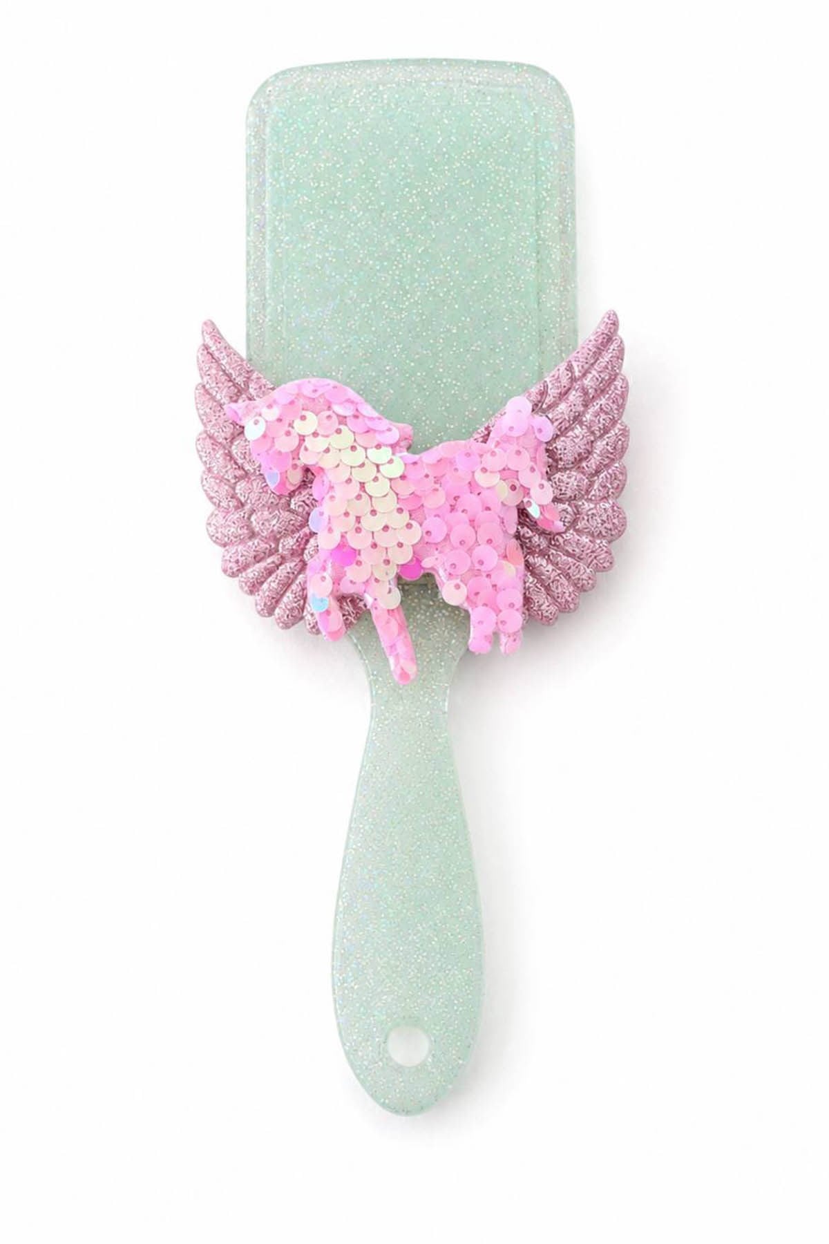  Yeşil  Renk Simli Unicorn  Figürlü Saç Tarama Fırçası/Tarak