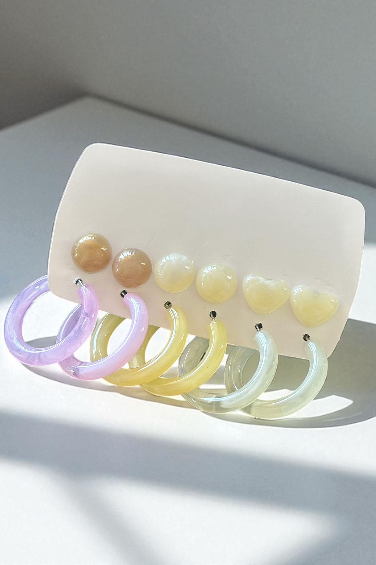 Karışık Renk 12'li Küpe Set