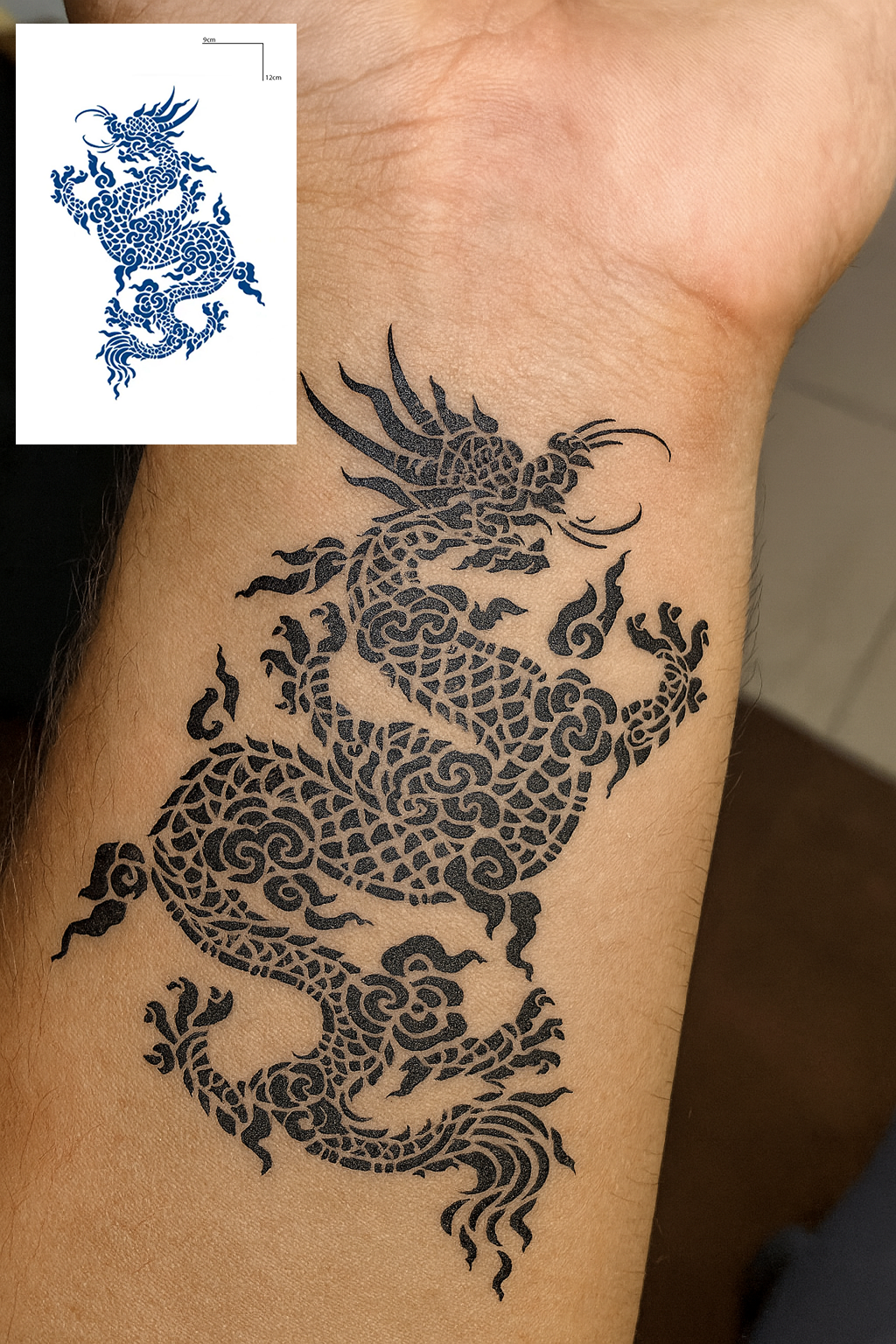 Ejderha Figürlü 12 Saat Sonra Kararan Geçici Mini Dövme Tattoo