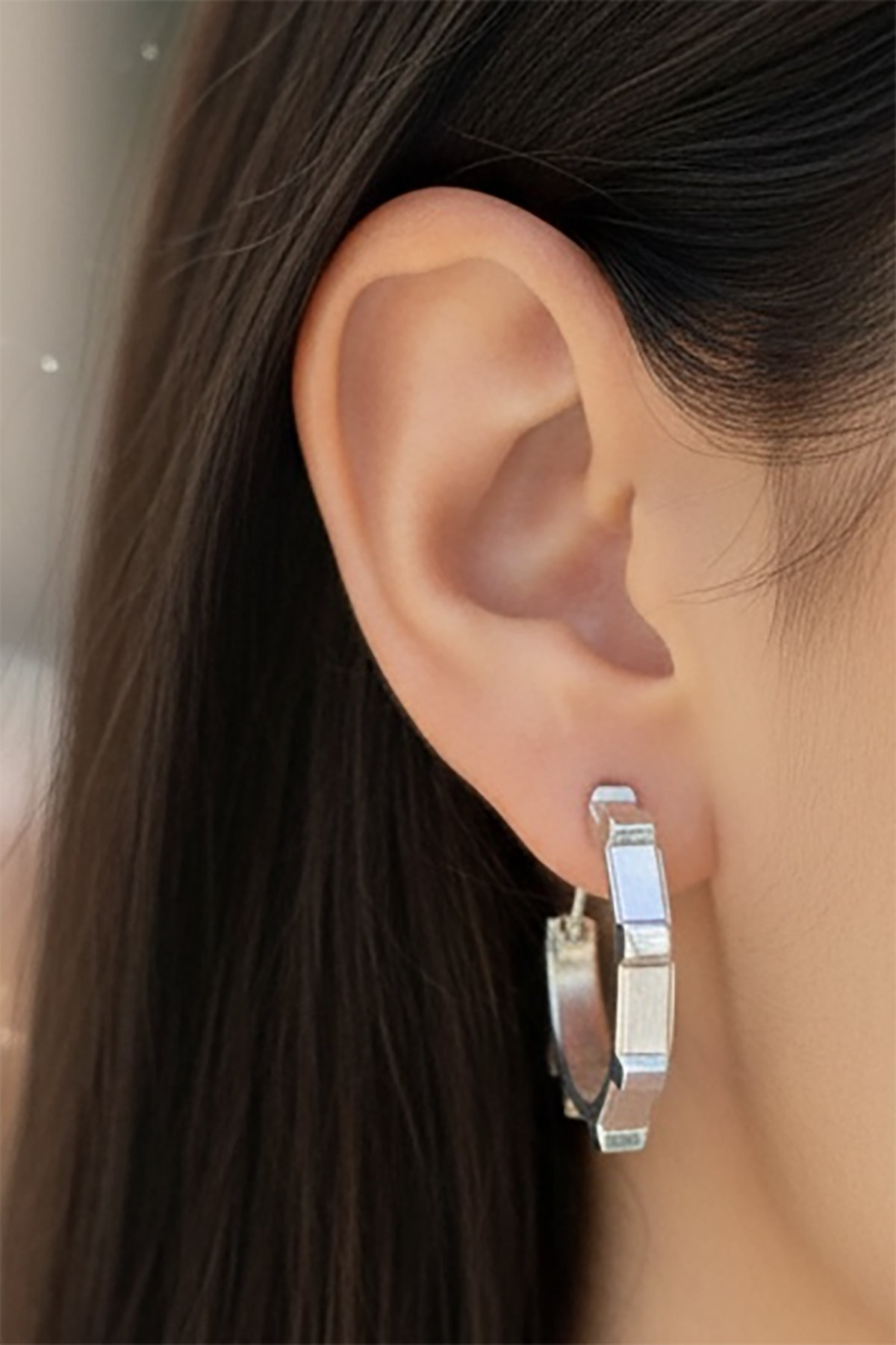 Gümüş  Renk Çelik Halka Küpe (Çift)