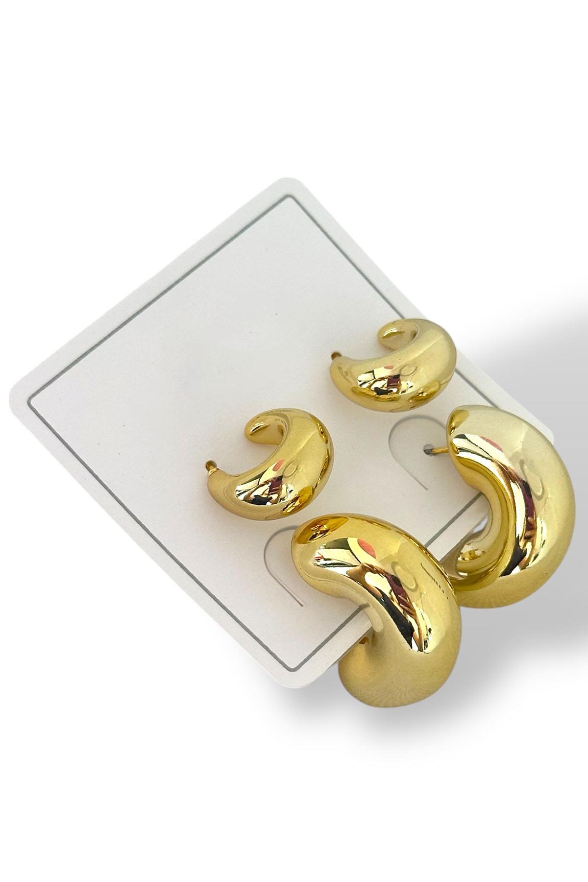 Altın Renk 4'lü Halka Küpe Set