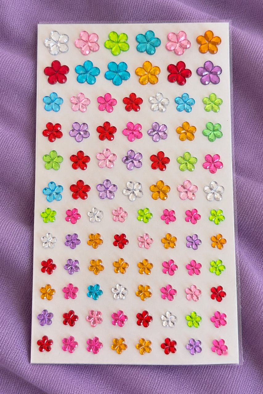 Karışık Renk Çiçek Figürlü Yapışkanlı Taş Sticker 