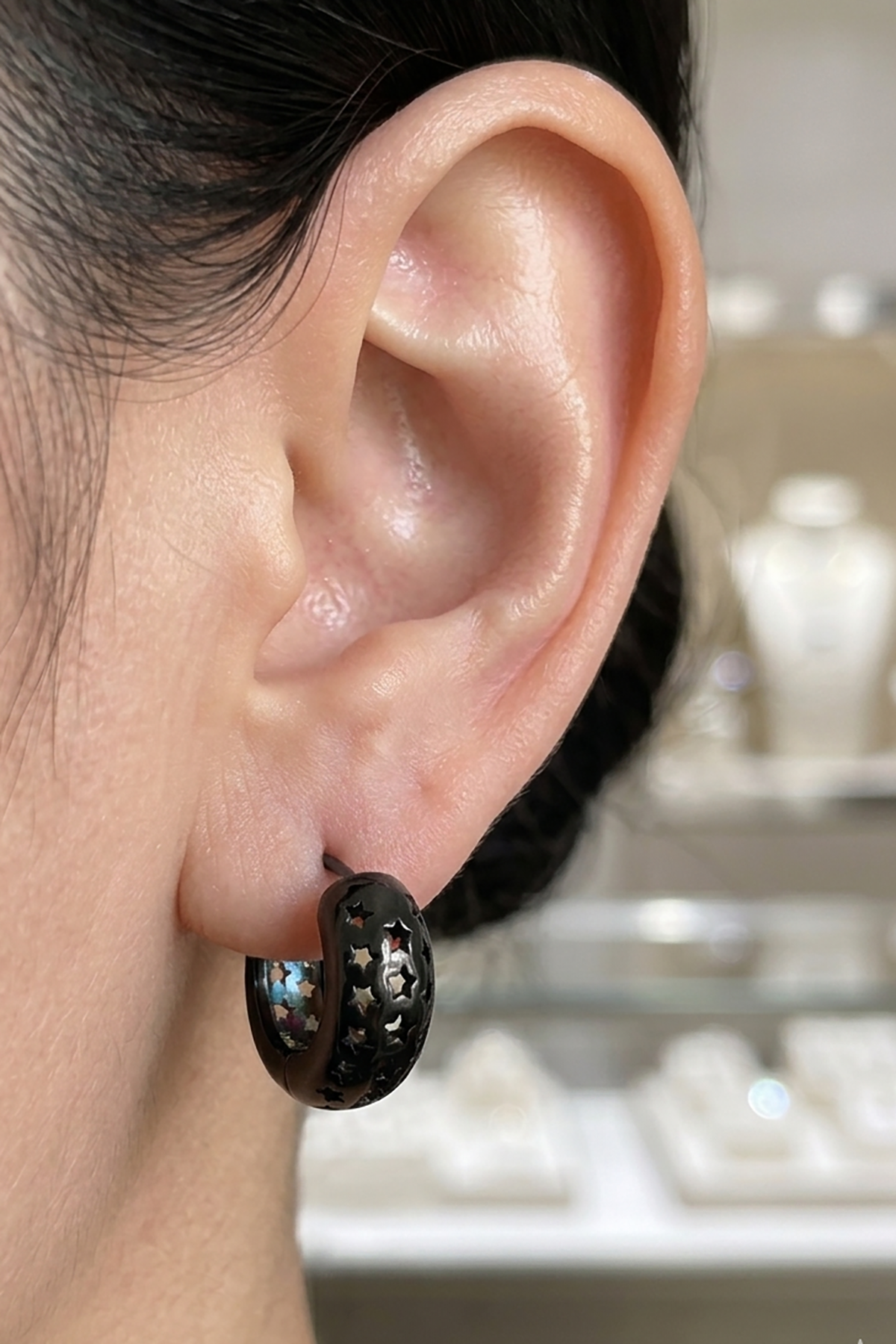 Siyah Renk Çelik Xuping VİP Halka Küpe