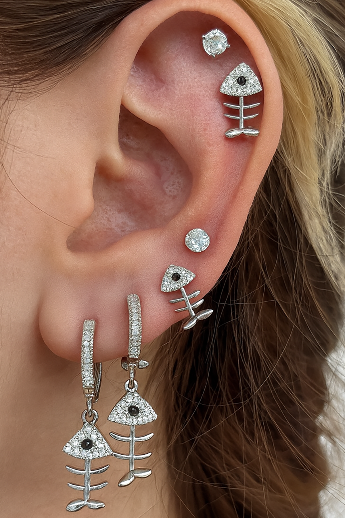 Gümüş Renk Karışık Figürlü 6'lı Küpe Set